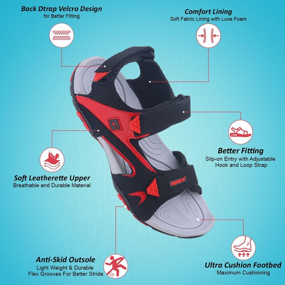 Sparx mens SS 453 | Latest, Daily Use, Stylish Floaters | Red Sport Sandal - 8 UK (SS 453)