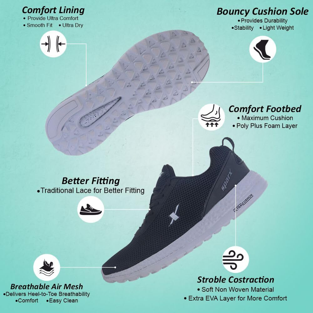 SPARX Mens SM 414 | Enhanced Durability & Soft Cushion | Black Walking Shoe - 6 UK (SM 414)