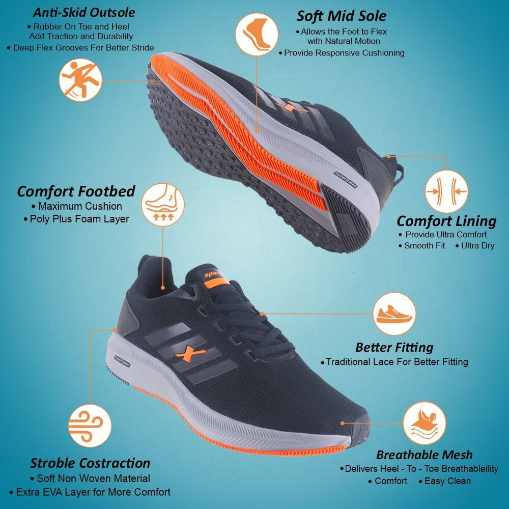Sparx Mens SM 676 | Enhanced Durability & Soft Cushion | Black Running Shoe - 7 UK (SM 676)