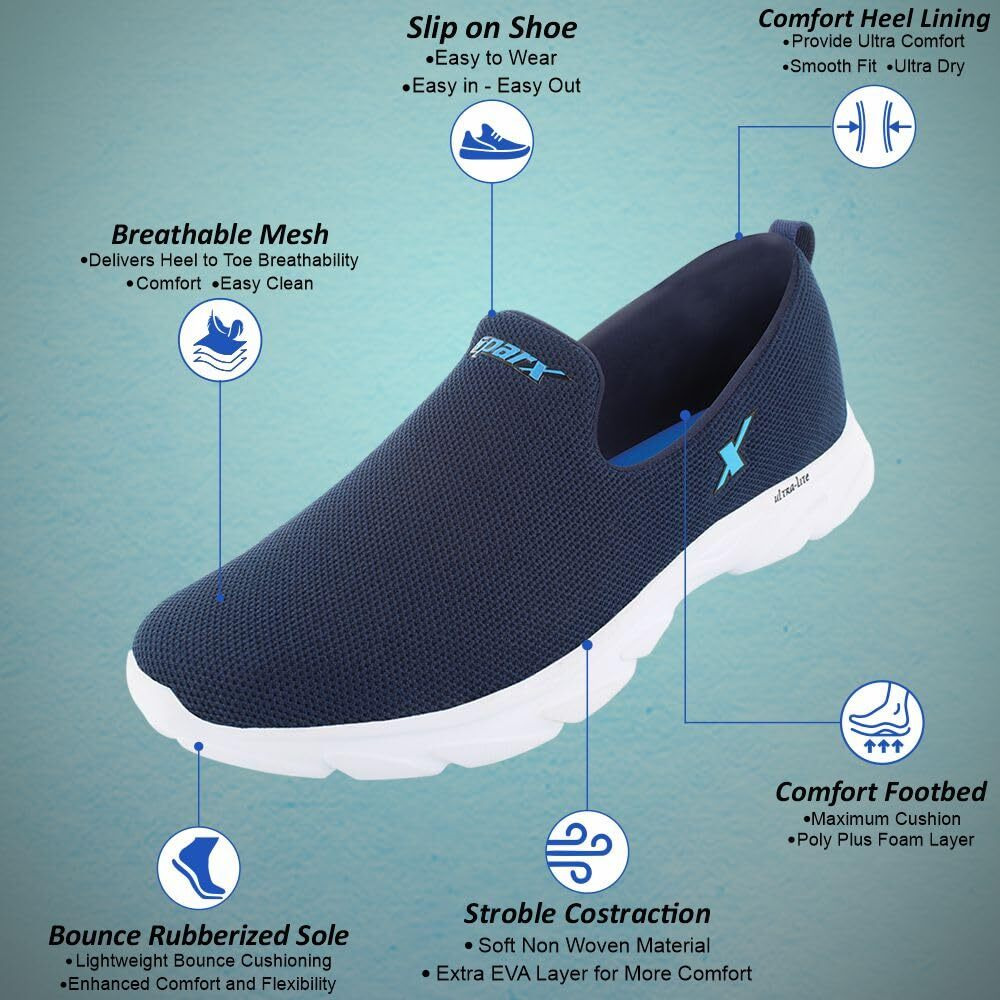 SPARX Mens SM 675 | Enhanced Durability & Soft Cushion | Blue Running Shoe - 9 UK (SM 675)