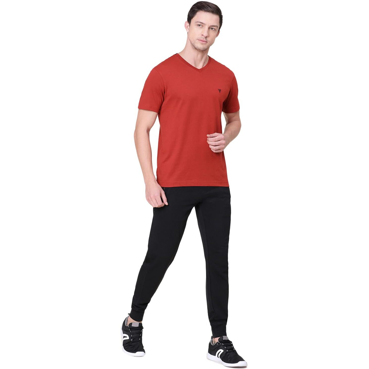 Van Heusen Athleisure Men Regular Fit Joggers - Cotton Rich - Smart Tech, Easy Stain Release, Anti Stat, Ultra Soft, Moisture Wicking_50044_Black_XL
