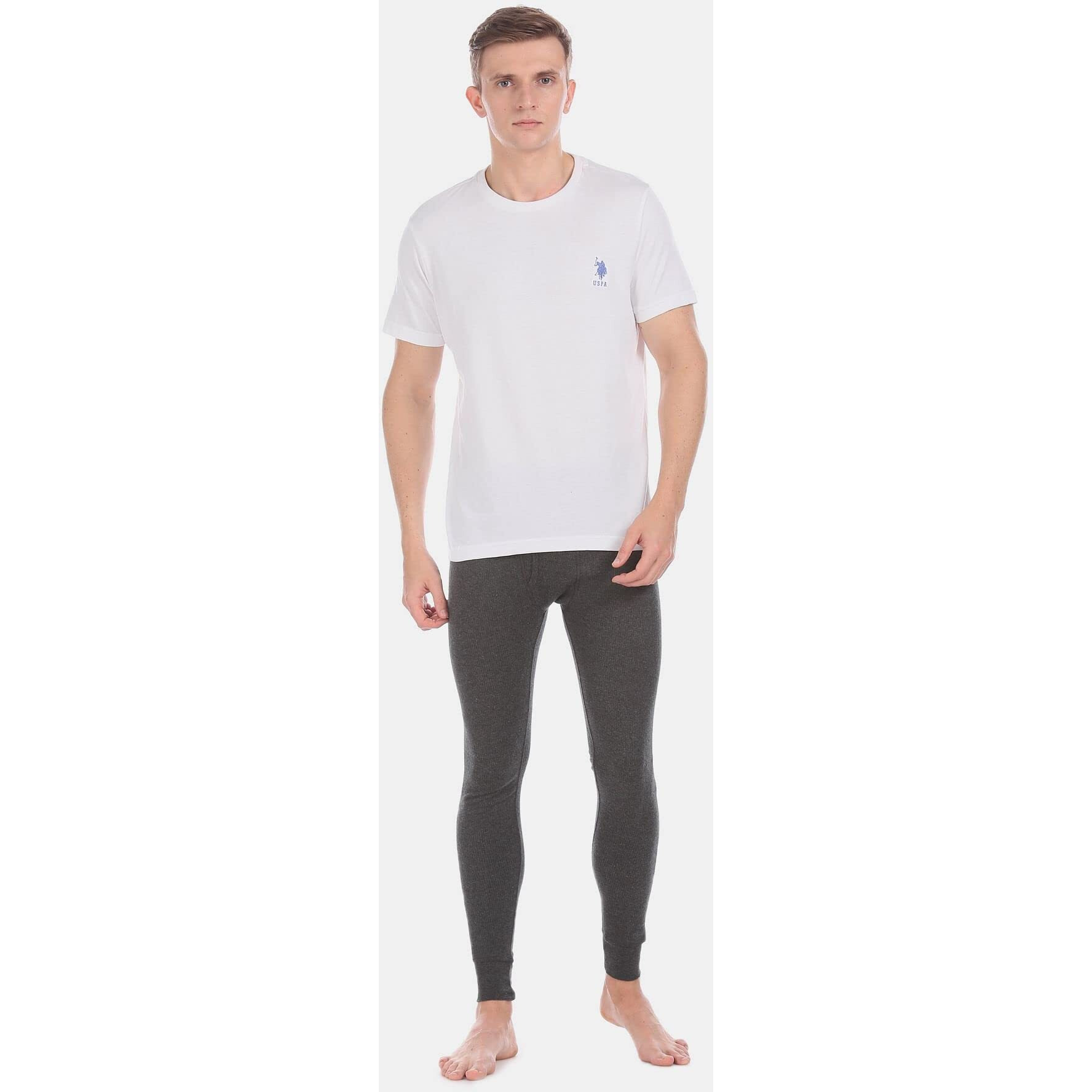 U.S. POLO ASSN. Mens Crew Neck Embroidered Logo I633 Lounge Regular Fit T-Shirt - Pack Of 1 (White L)