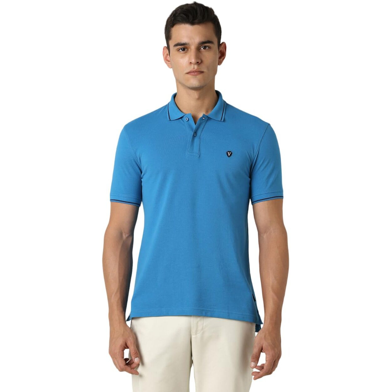 Van Heusen Men's Regular Fit Polo T-Shirt (VSKP517S011404_Blue XL)