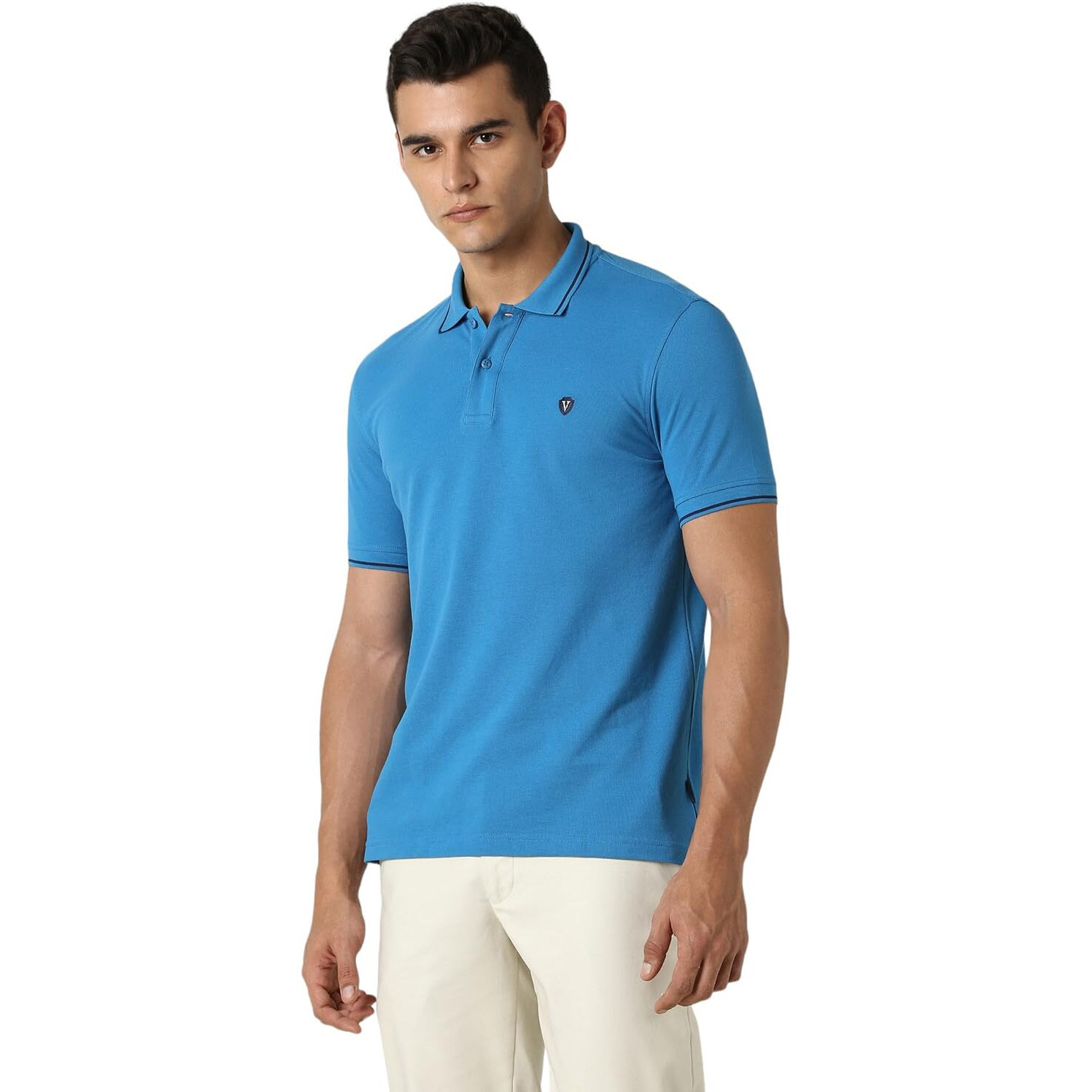 Van Heusen Men's Regular Fit Polo T-Shirt (VSKP517S011404_Blue XL)