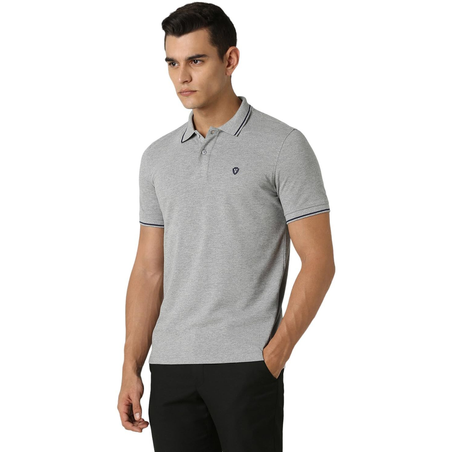 Van Heusen Men's Regular fit T-Shirt (VSKP517S011407_Grey Mlange M)