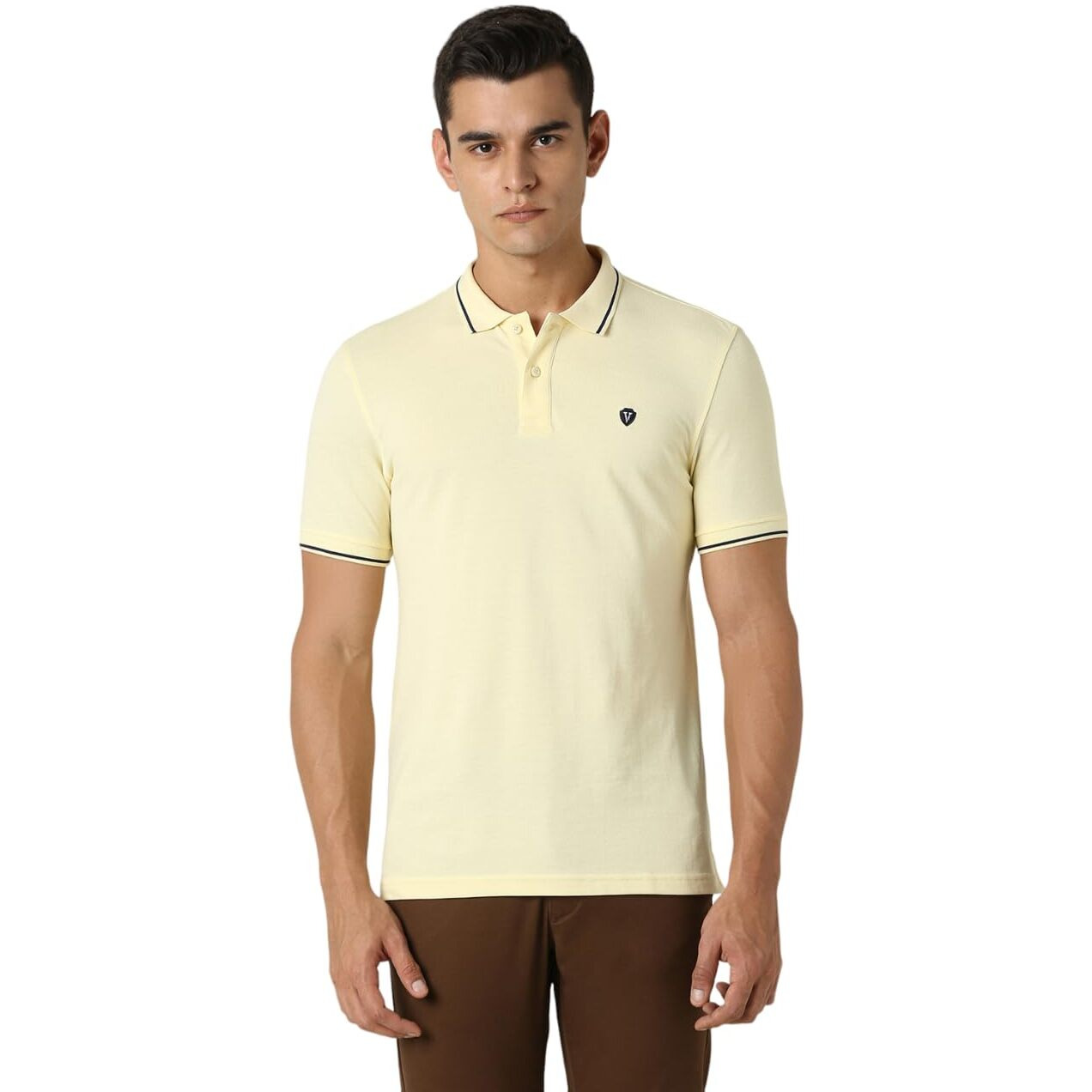 Van Heusen Men's Regular fit T-Shirt (VSKP517S011421_Cream XL)