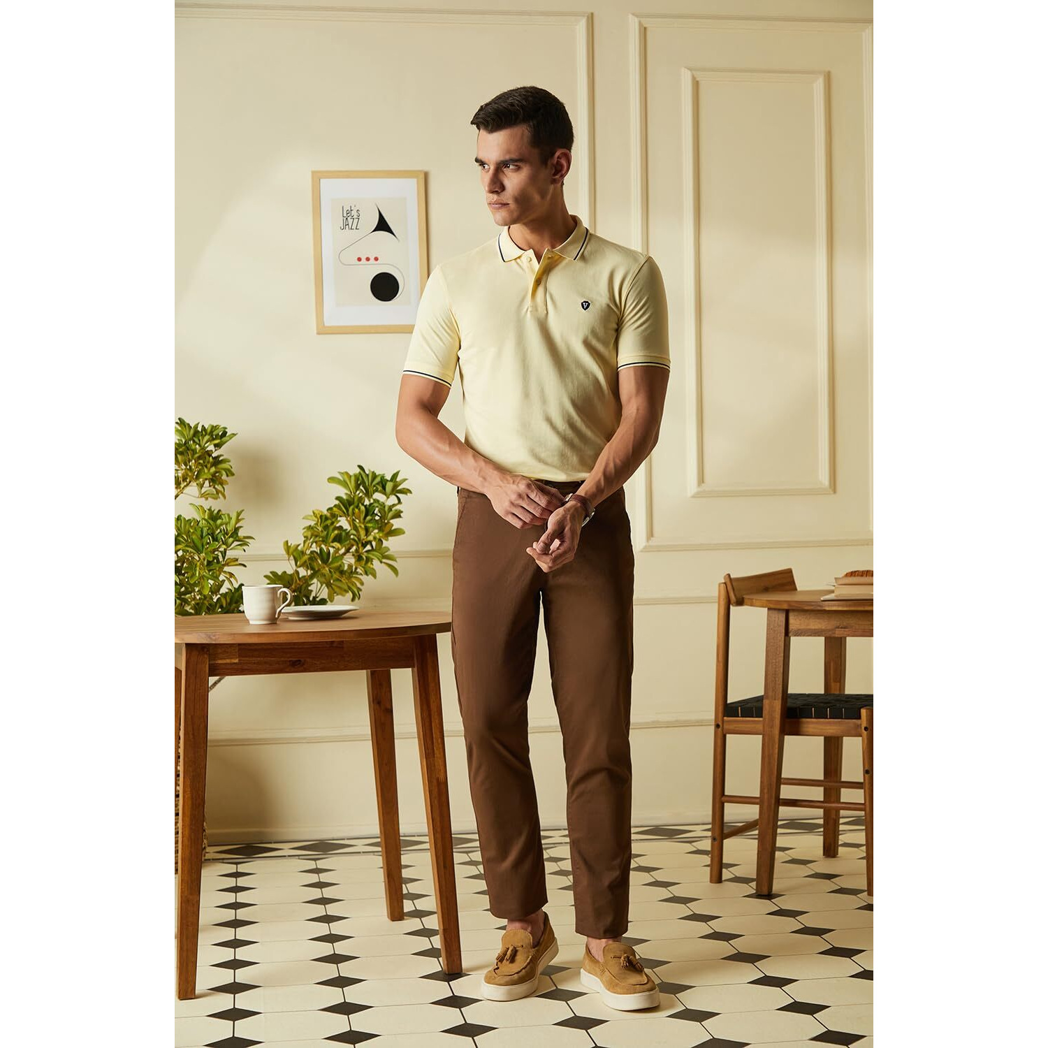 Van Heusen Men's Regular fit T-Shirt (VSKP517S011421_Cream XL)