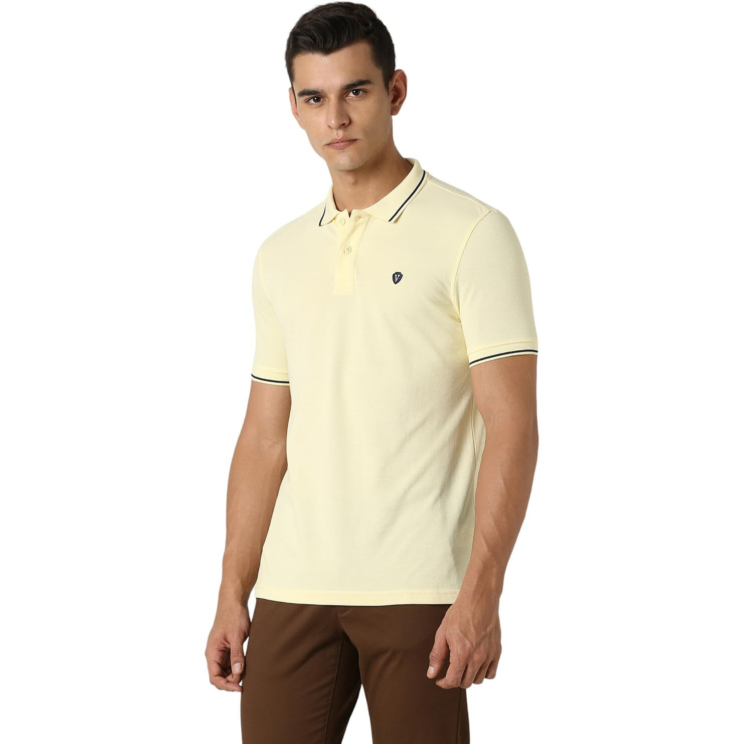 Van Heusen Men's Regular fit T-Shirt (VSKP517S011421_Cream XL)