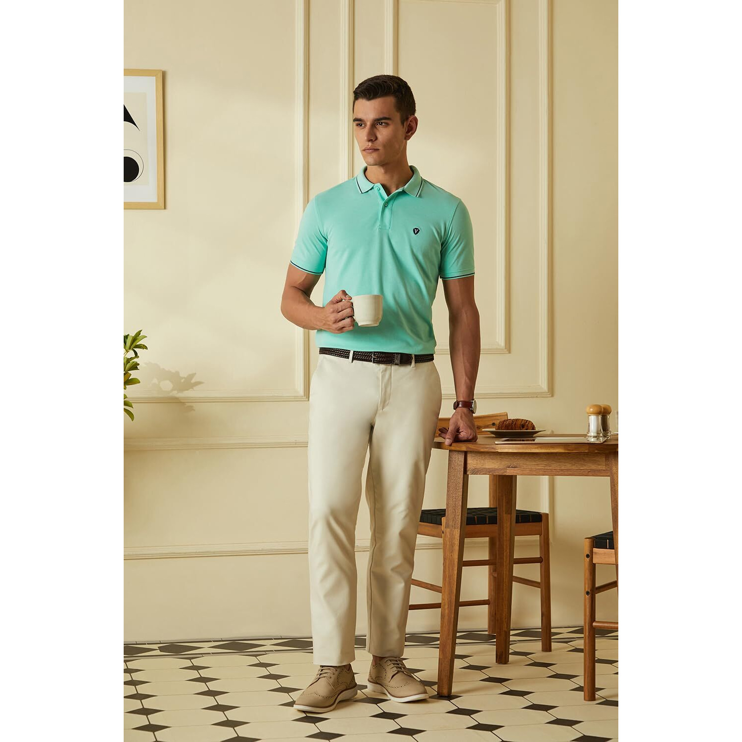 Van Heusen Men's Regular fit T-Shirt (VSKP517S011422_Mint M)