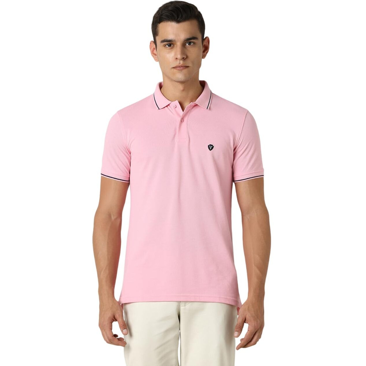 Van Heusen Men's Regular Fit Polo T-Shirt (VSKP517S011423_Pink L)