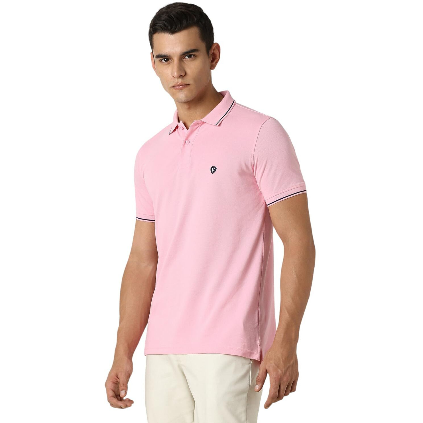 Van Heusen Men's Regular Fit Polo T-Shirt (VSKP517S011423_Pink L)