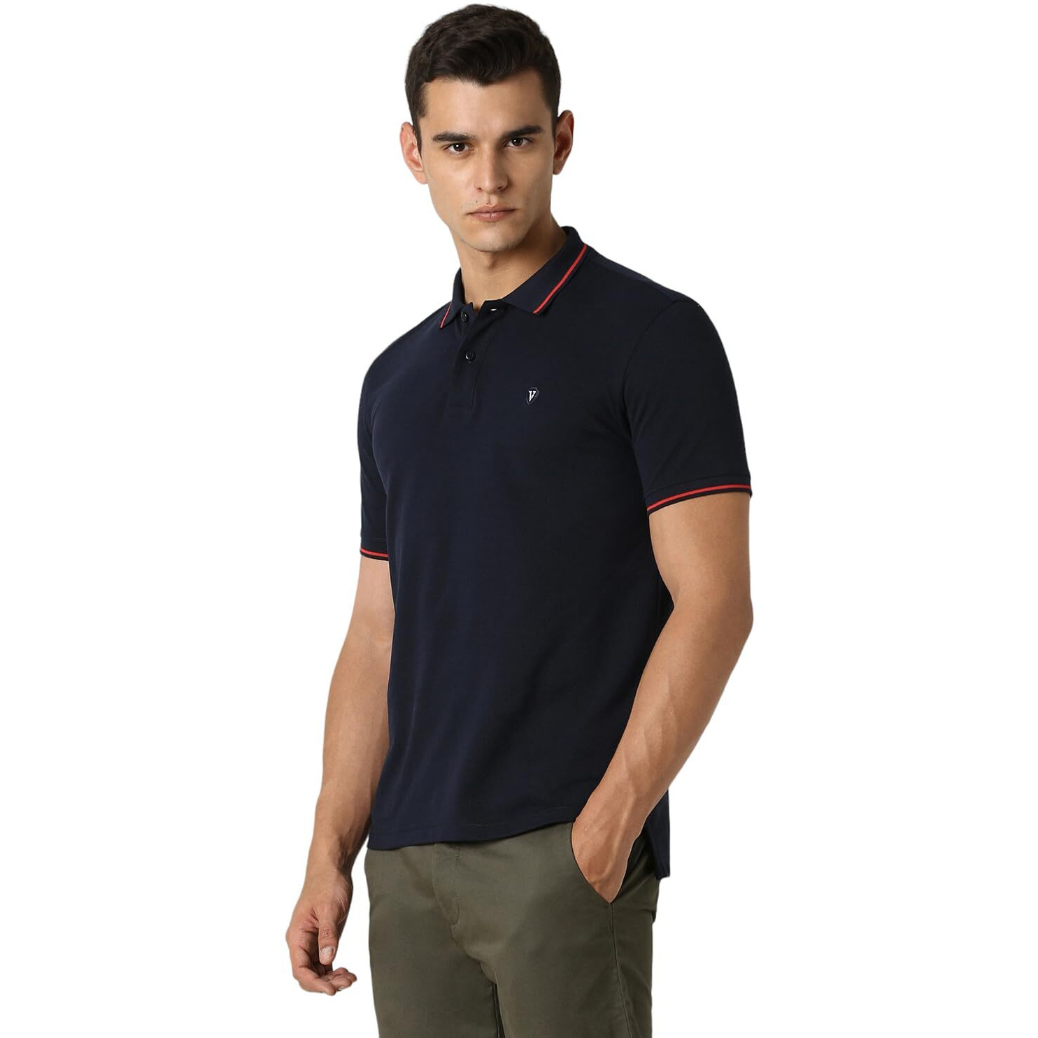 Van Heusen Men's Regular Fit Polo T-Shirt (VSKP517S011411_Navy L)