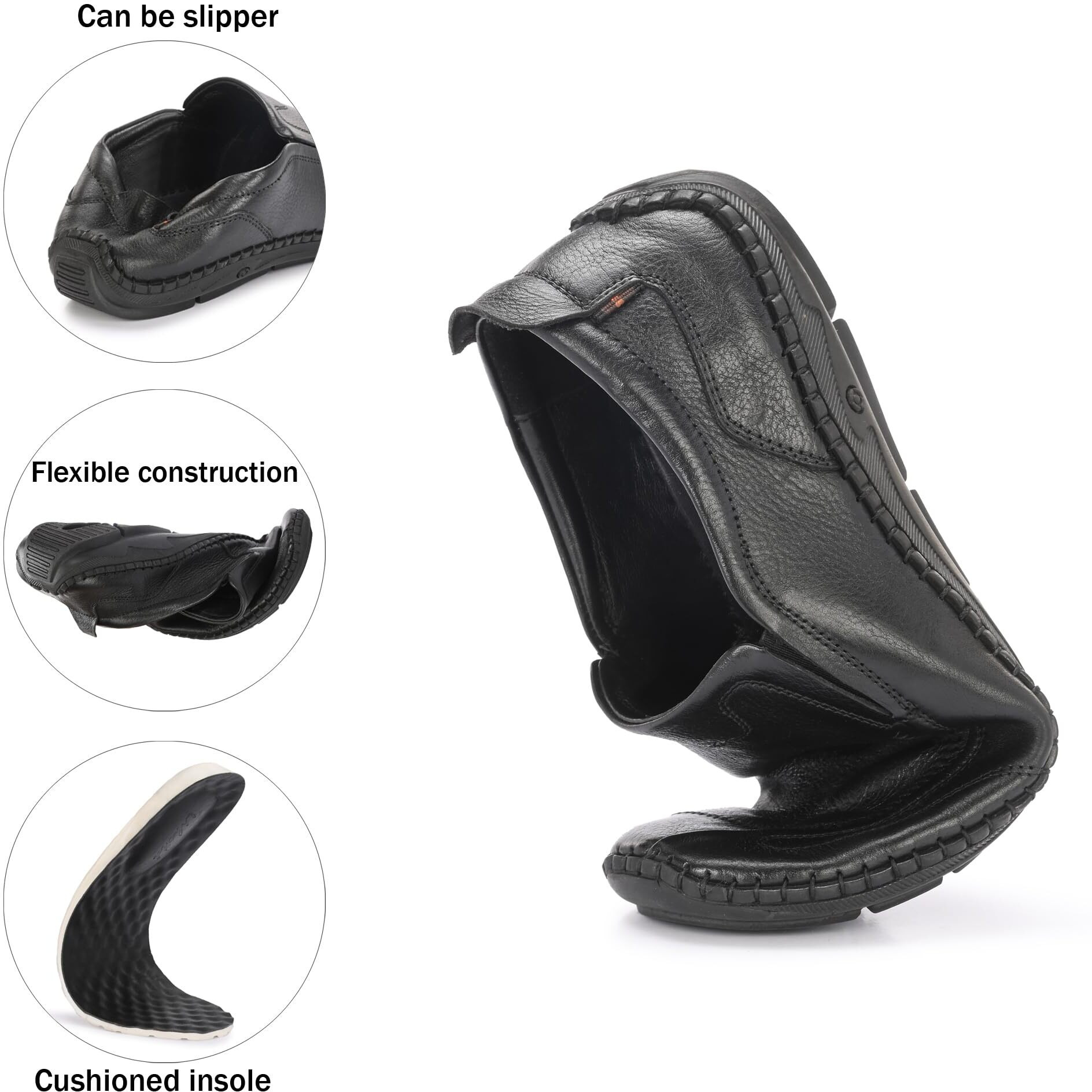 Blue Leather Men's 3939 Black Formal Shoes_8 UK (3939-1)