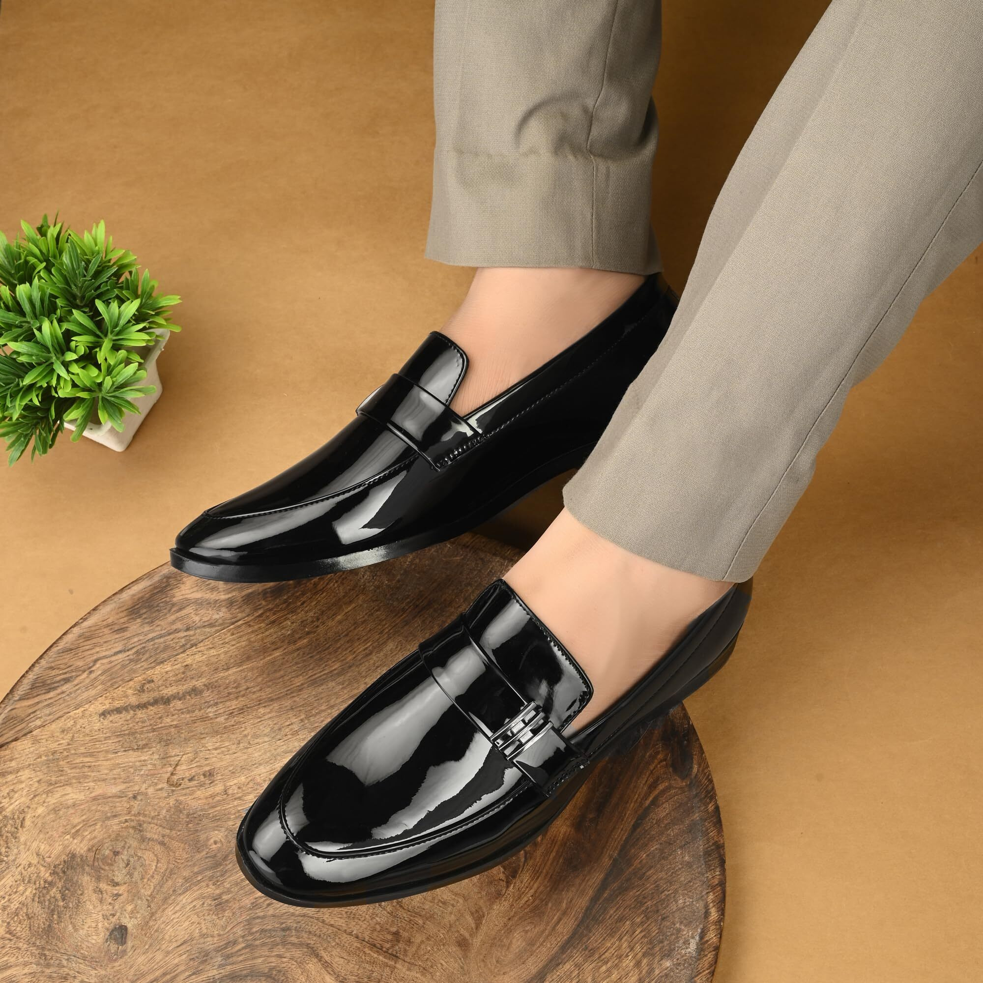 Centrino Slip-On Men's Formal Shoe | Stylish with Soft Cushioned Insole | Trendy Non Lace-Up Design | Perfect for Formal Wear 9705-1 Black