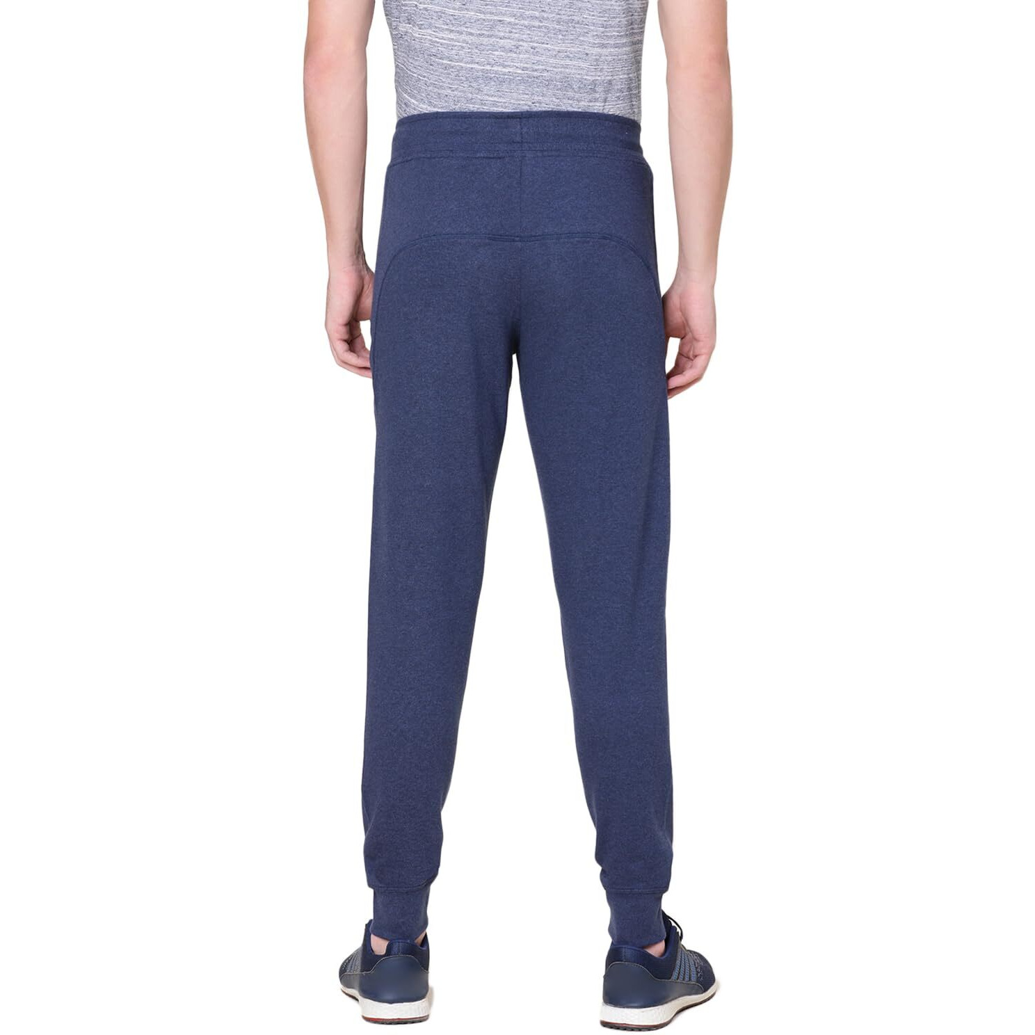 Van Heusen Athleisure Men Regular Fit Joggers - Cotton Rich - Smart Tech, Easy Stain Release, Anti Stat, Ultra Soft, Moisture Wicking_50044_Blue Melange_L