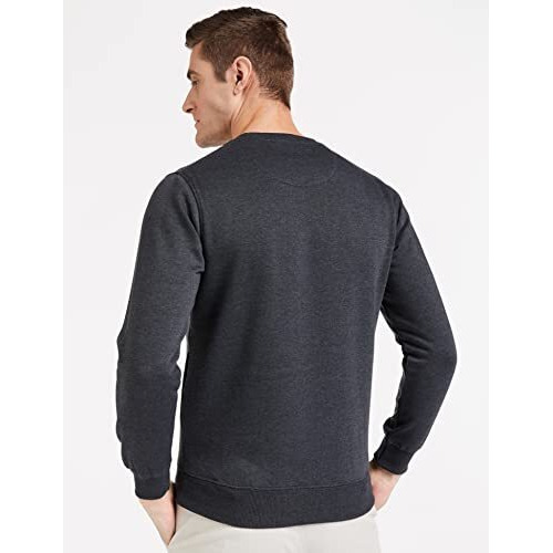 Qube By Fort Collins Men's Fleece Round Neck Regular Fit Sweatshirt (929241 SMU_Anthra_M)