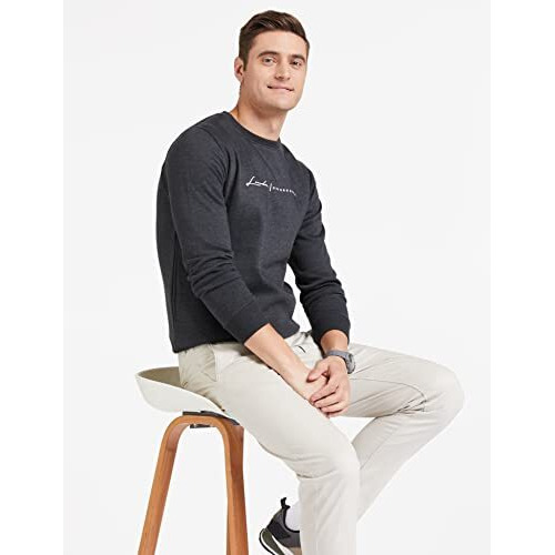Qube By Fort Collins Men's Fleece Round Neck Regular Fit Sweatshirt (929241 SMU_Anthra_M)