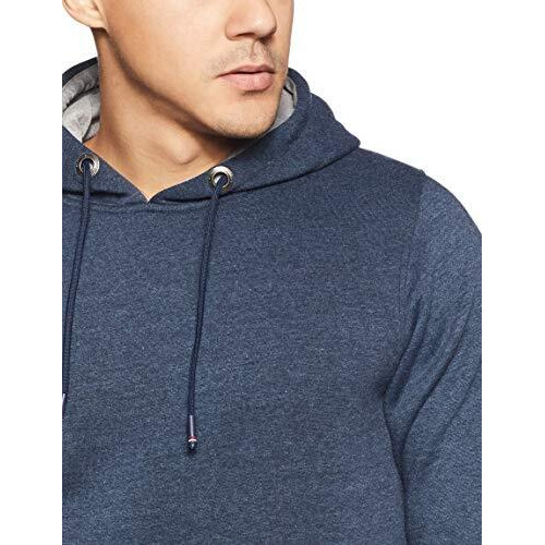 Qube By Fort Collins Men's Cotton Hooded Neck Regular Sweatshirt (929245 SMU_Indigo_M)