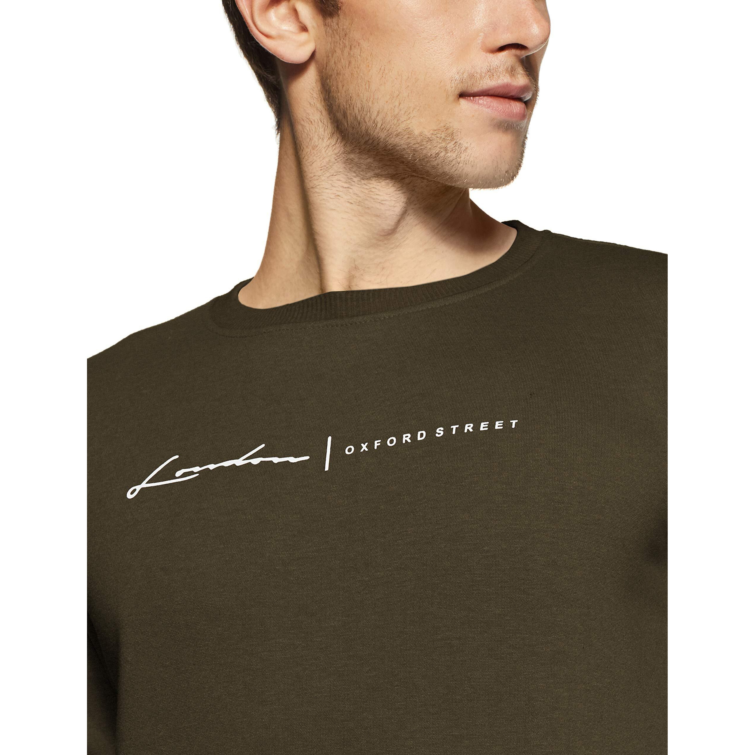 Qube By Fort Collins Men's Fleece Round Neck Regular Sweatshirt (929241 SMU_Dark Olive_2XL)