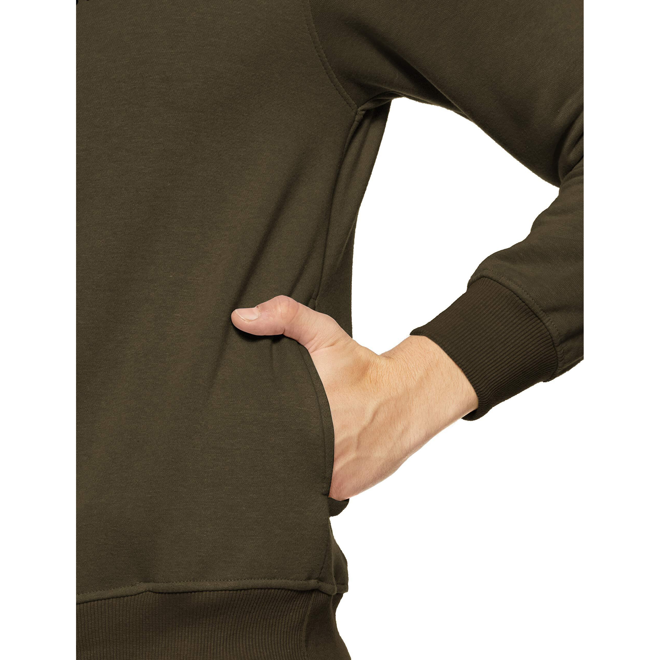 Qube By Fort Collins Men's Fleece Round Neck Regular Sweatshirt (929241 SMU_Dark Olive_2XL)