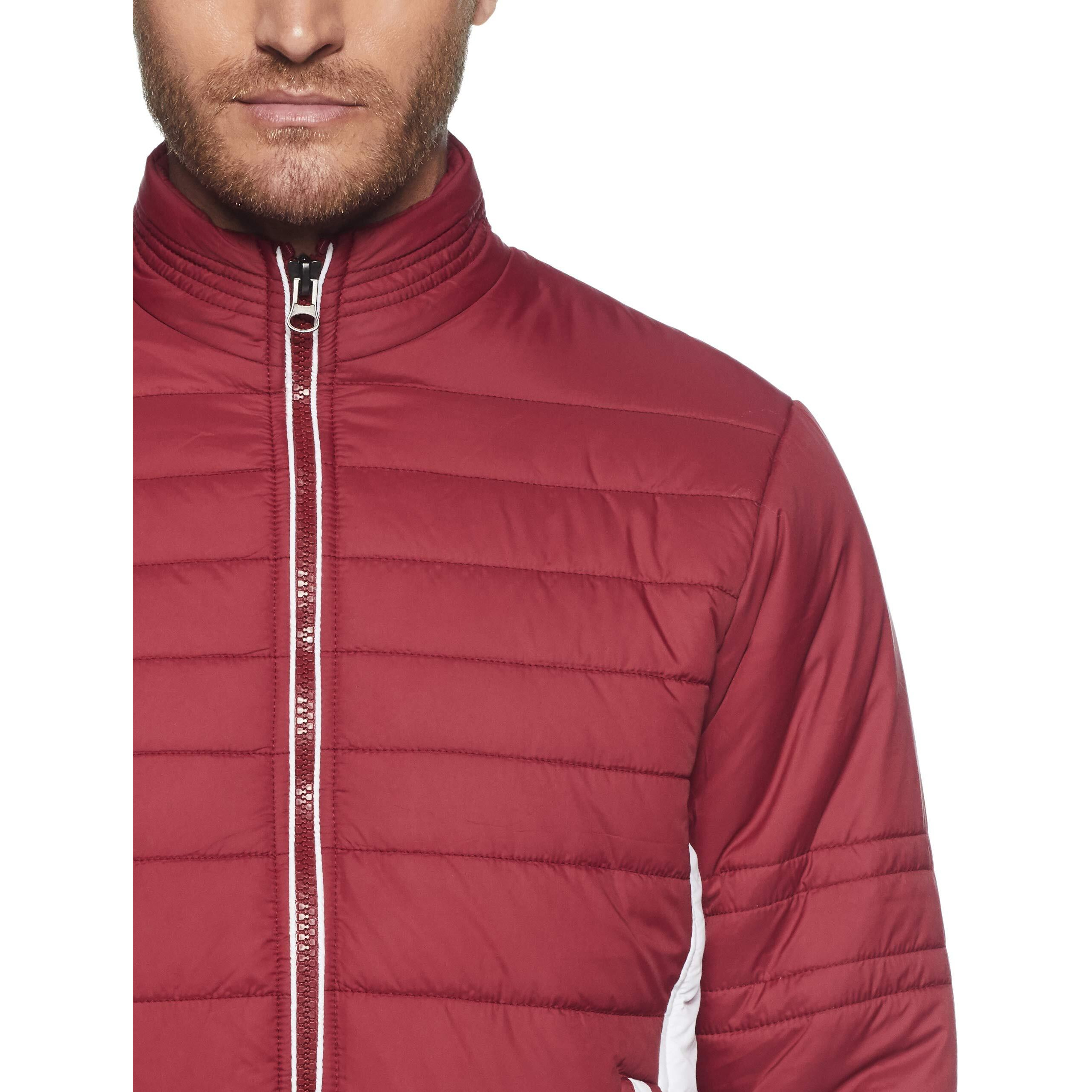 Qube By Fort Collins Men Nylon's Standard Length Jacket Red Maroon L, Large