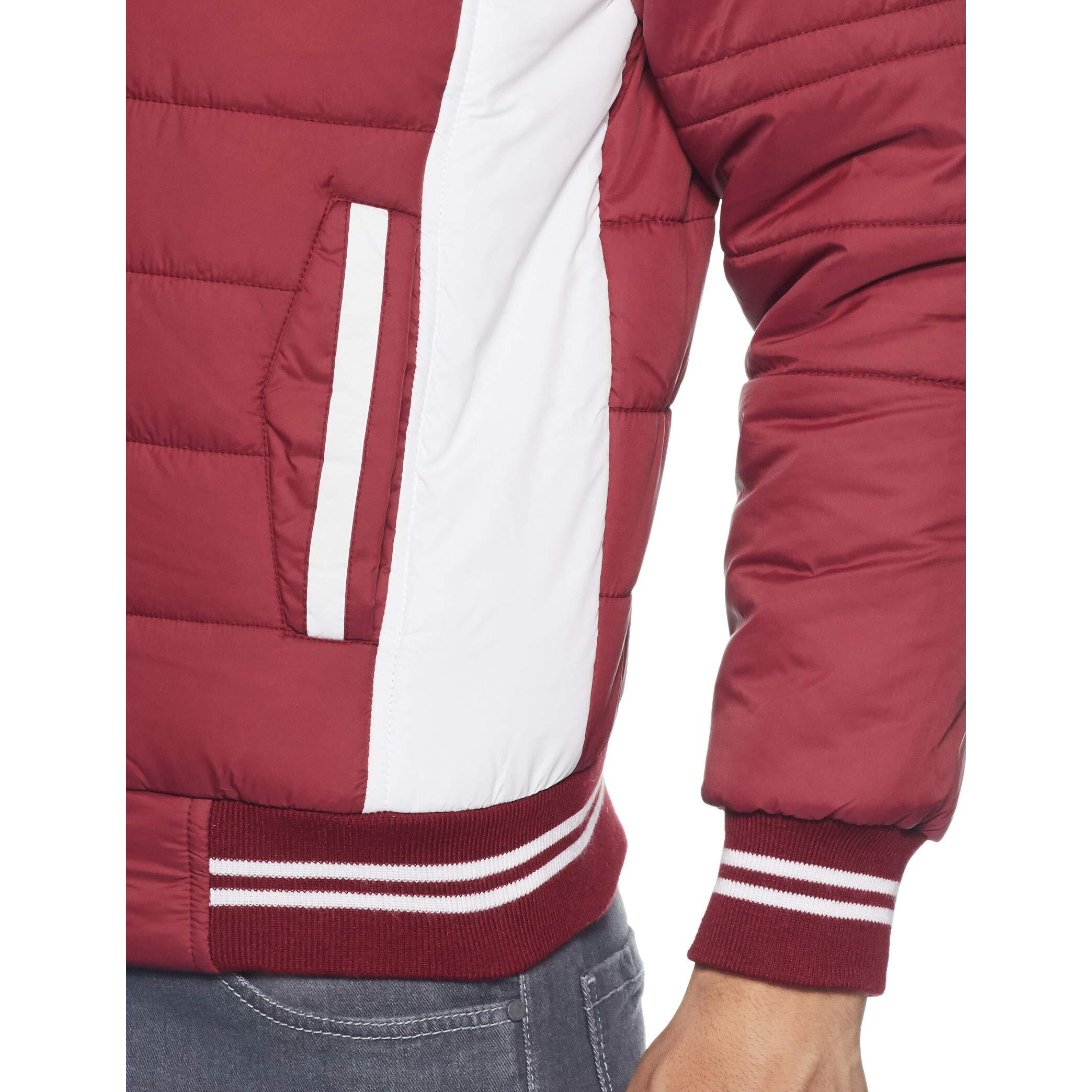 Qube By Fort Collins Men Nylon's Standard Length Jacket Red Maroon L, Large