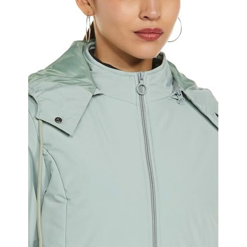 Qube By Fort Collins Women's Polyester Short Length Parka Coat (V84301AZ_Pastel Green Medium)