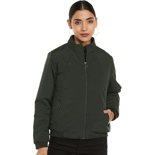 Qube By Fort Collins Women's Polyester Standard Length Parka Coat (V84303AZ_Green Large)