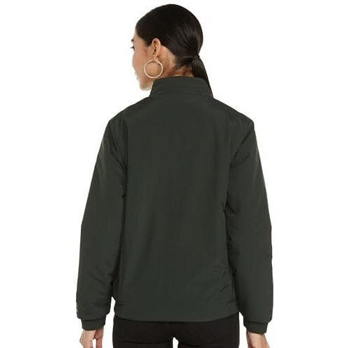 Qube By Fort Collins Women's Polyester Standard Length Parka Coat (V84303AZ_Green Large)