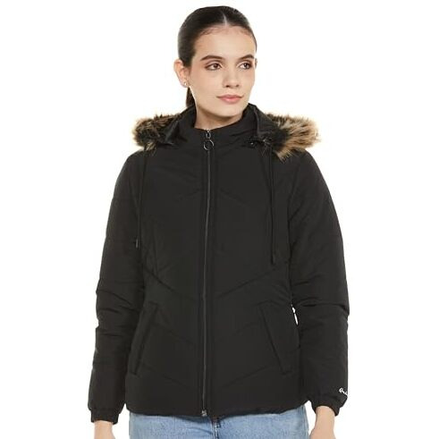 Qube By Fort Collins Women's Parka Coat (BD1162AZ_Black