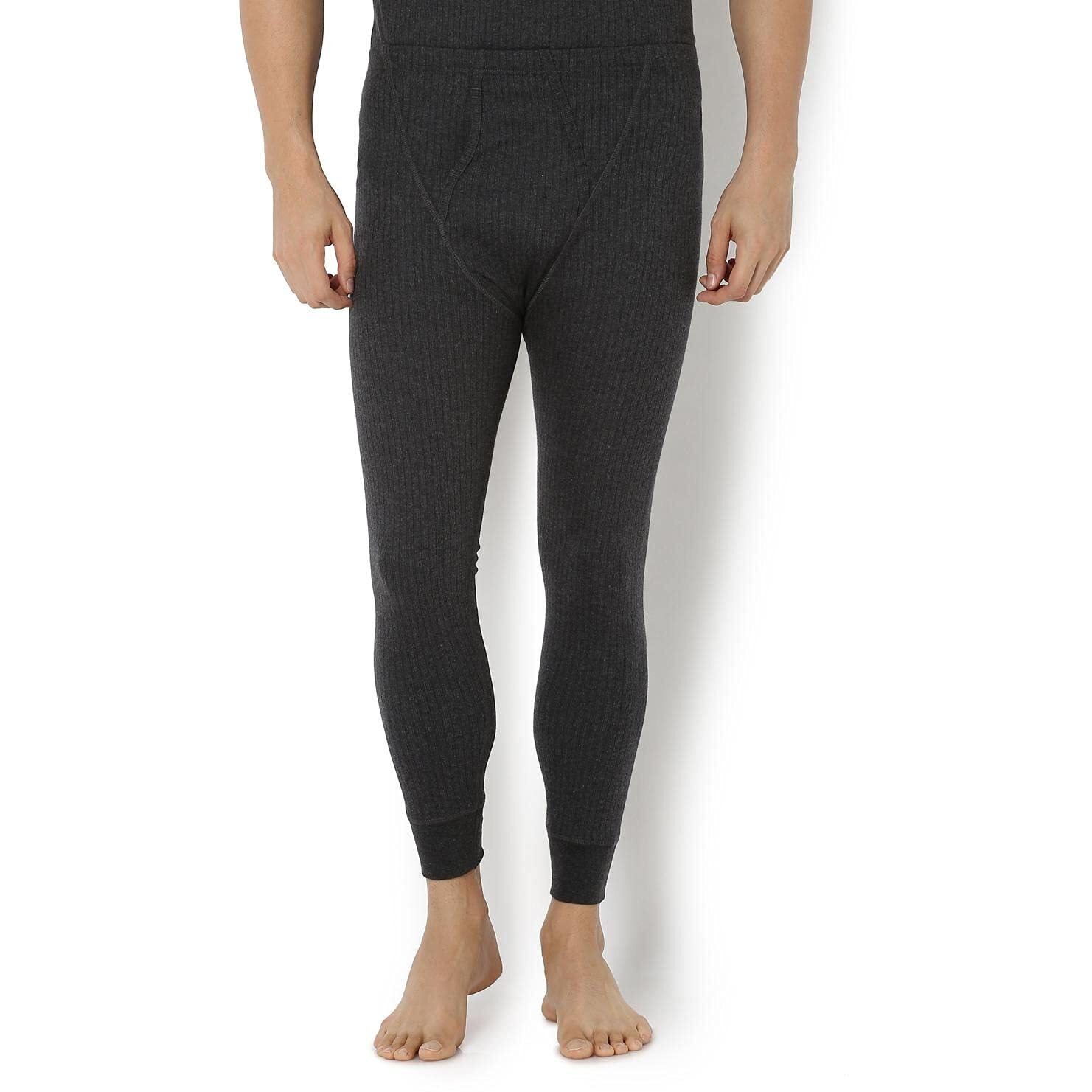 Van Heusen Men Thermal Bottom - Cotton Viscose Blend - Anti Bacterial, Snug Fit, Solid_71003_Charcoal Melange_M