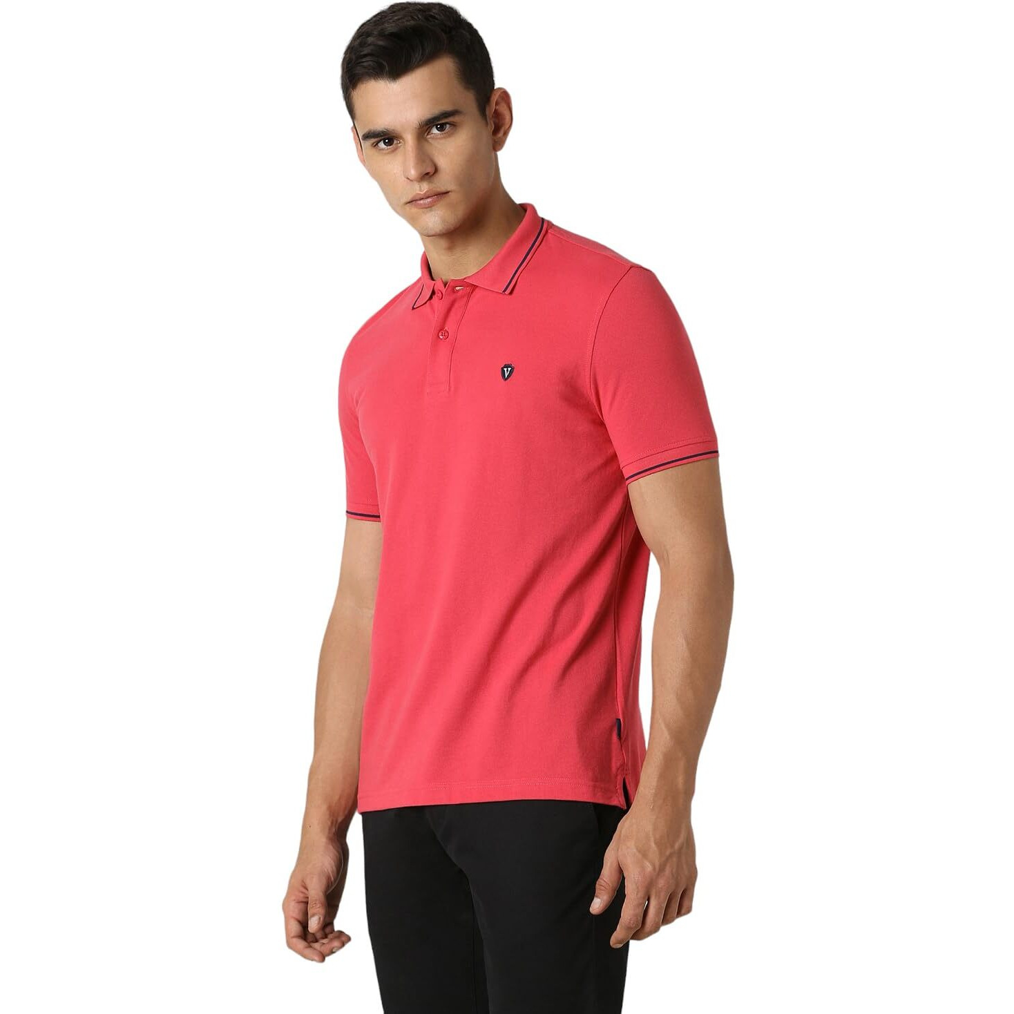 Van Heusen Men's Regular Fit Polo T-Shirt (VSKPWRGFD34687_Rouge Red L)