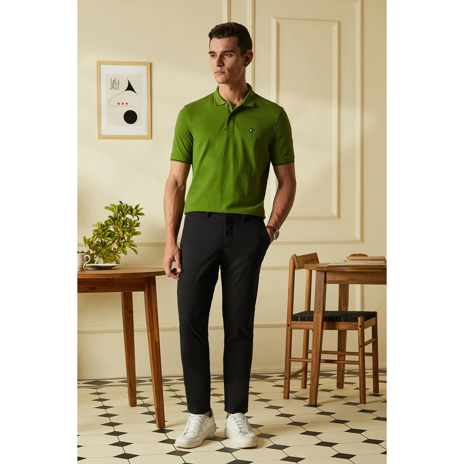 Van Heusen Men's Regular Fit Polo T-Shirt (VSKPWRGFP09032_Green XL)
