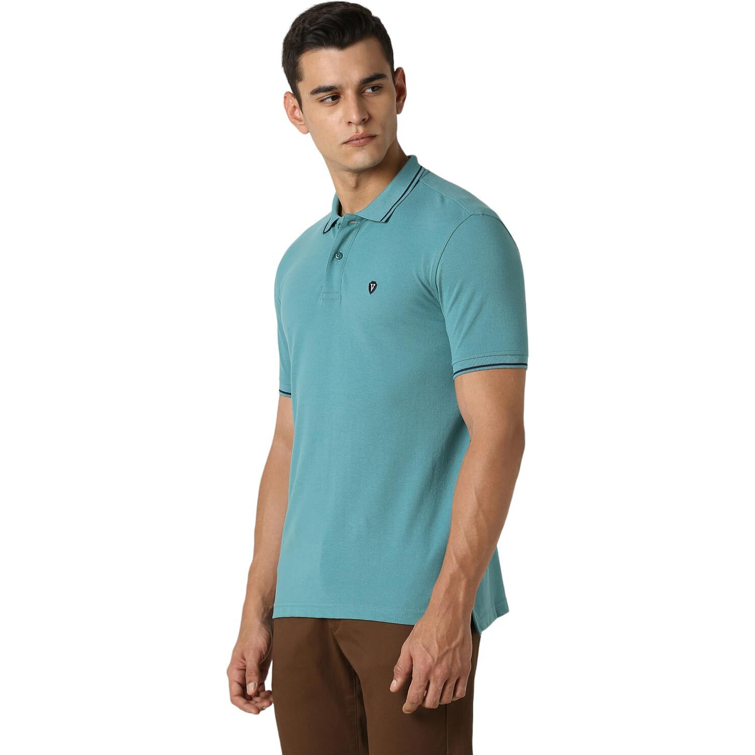 Van Heusen Men's Regular Fit Polo T-Shirt (VSKPWRGFR16516_Teal XL)