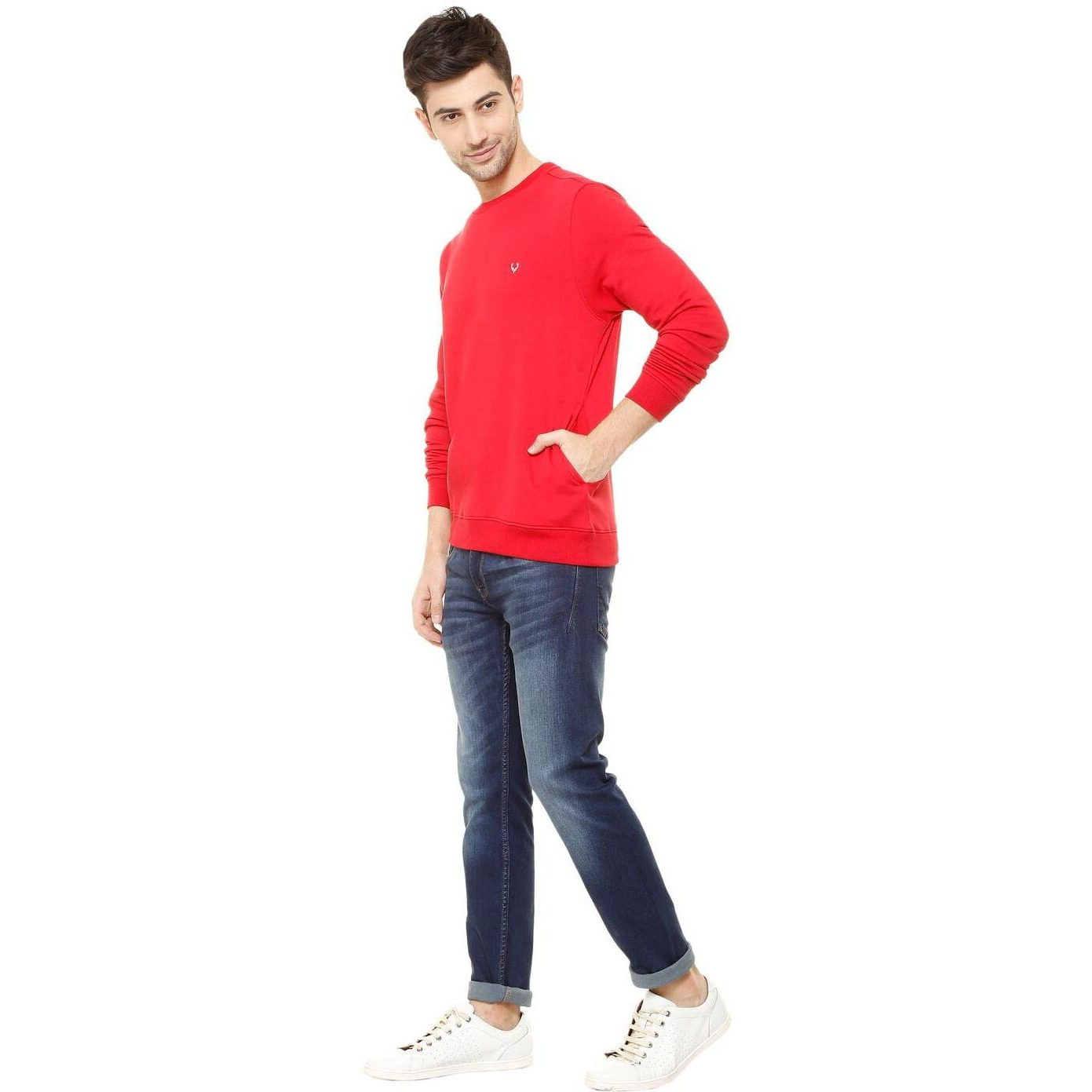 Allen Solly Men Cotton Crew Neck Sweatshirt ASSTORGP387530XXL_Tango Red 19-1761TCX_Tango Red_2XL
