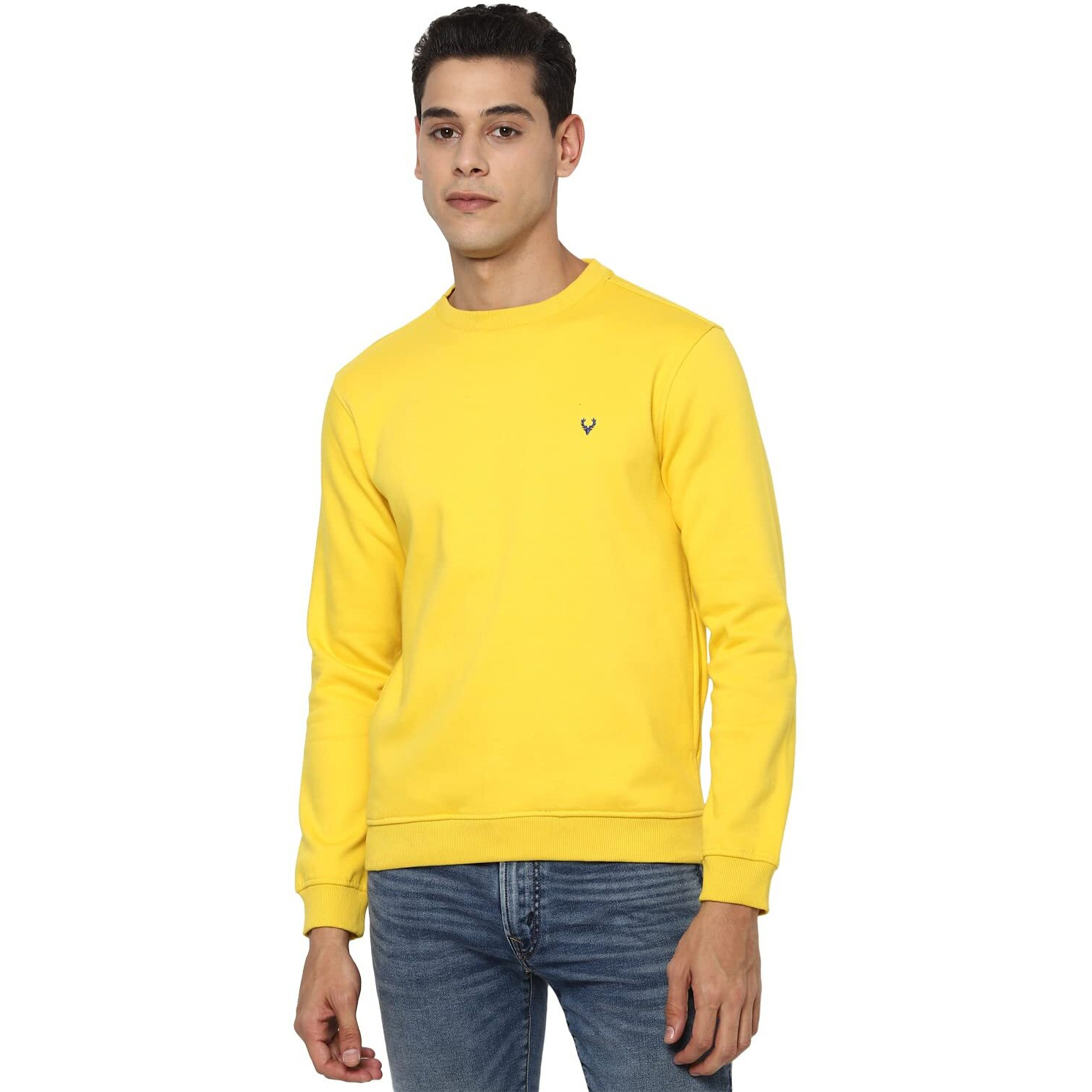 Allen Solly Men Cotton Round Neck Regular Sweatshirt Asstorgp773994M_Yellow 13-0758Tcx_Yellow_M
