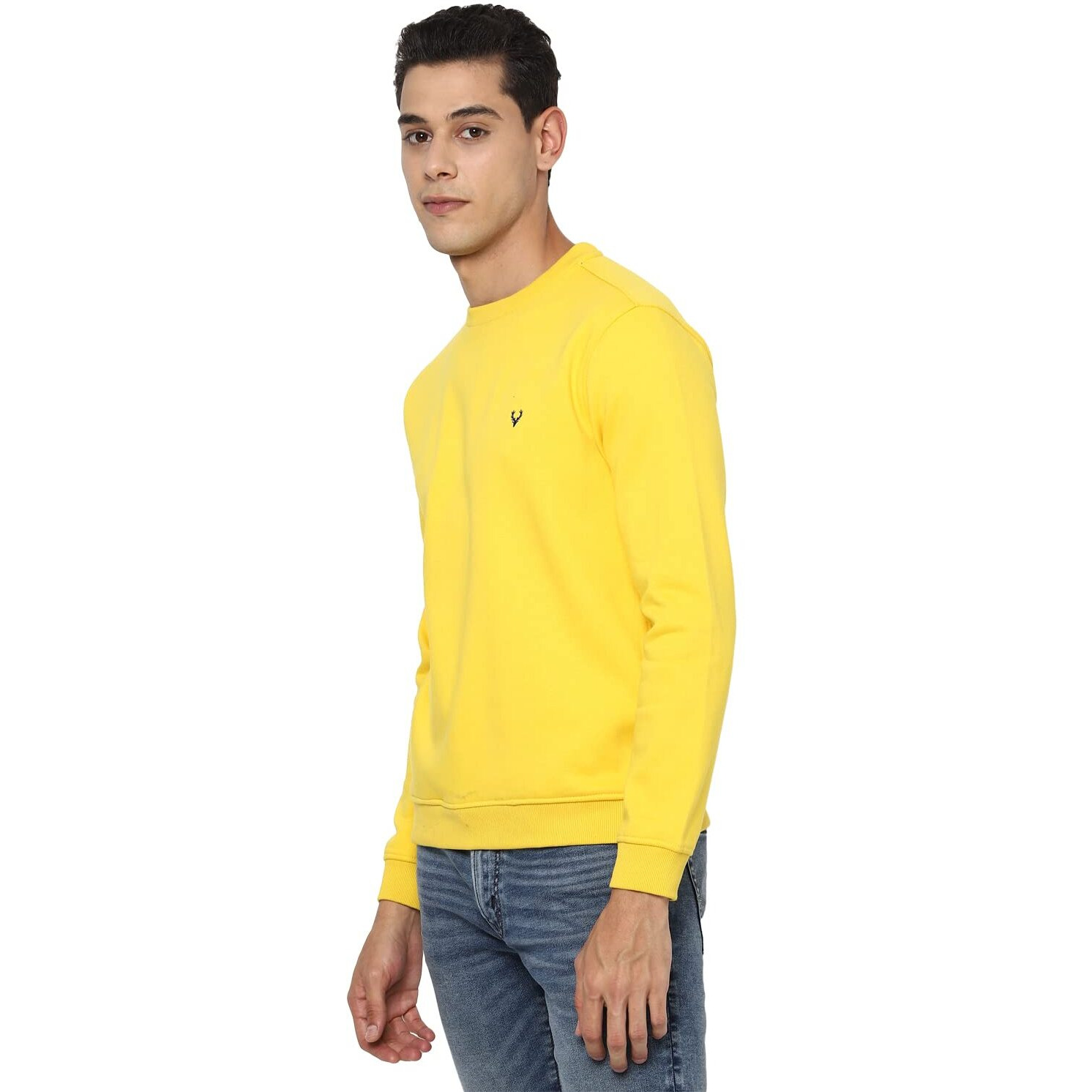 Allen Solly Men Cotton Round Neck Regular Sweatshirt Asstorgp773994M_Yellow 13-0758Tcx_Yellow_M