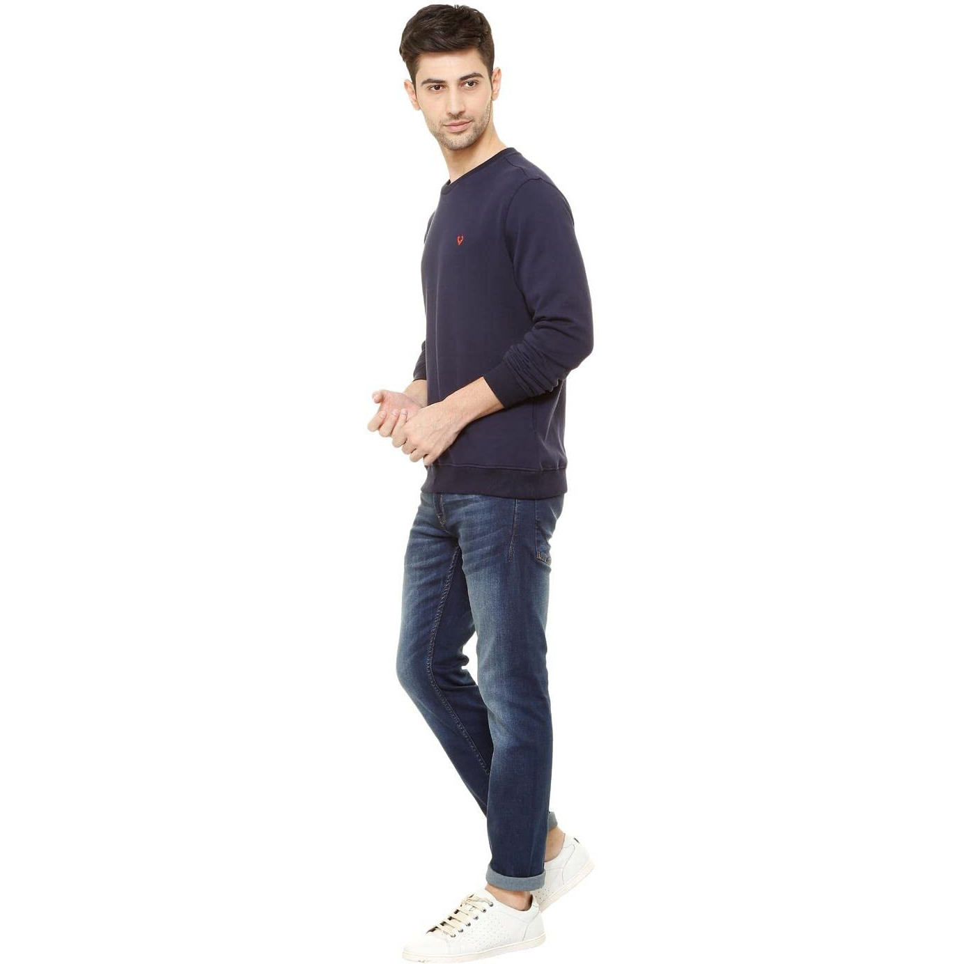Allen Solly Men Casual Cotton Crew Neck, Regular Sweatshirt (Asstorgp779292_Navy_S)