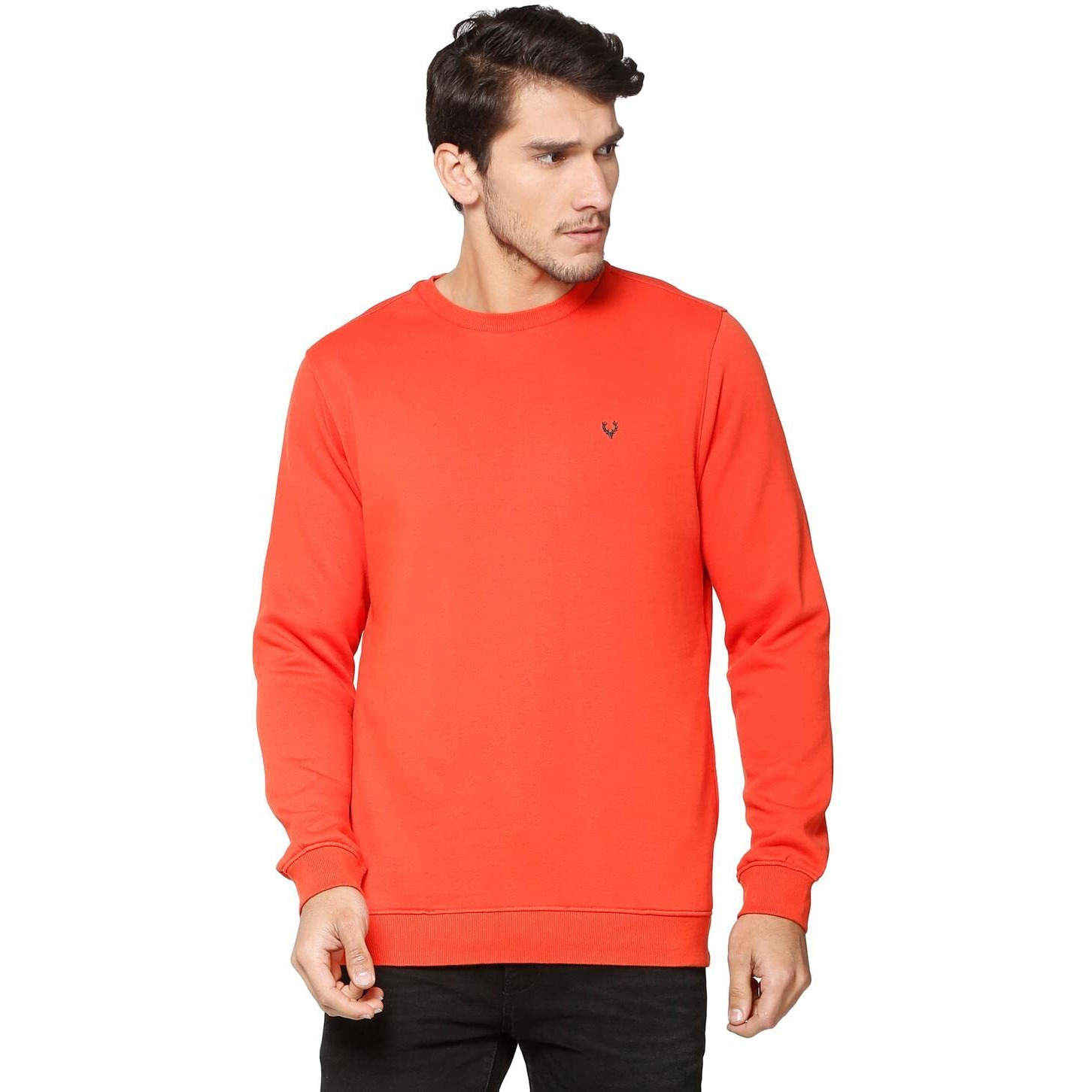 Allen Solly Men's Cotton Crew Neck Regular Sweatshirt (Asstorgpf16842L_Orange 17-1558 Tcx_Orange_L)