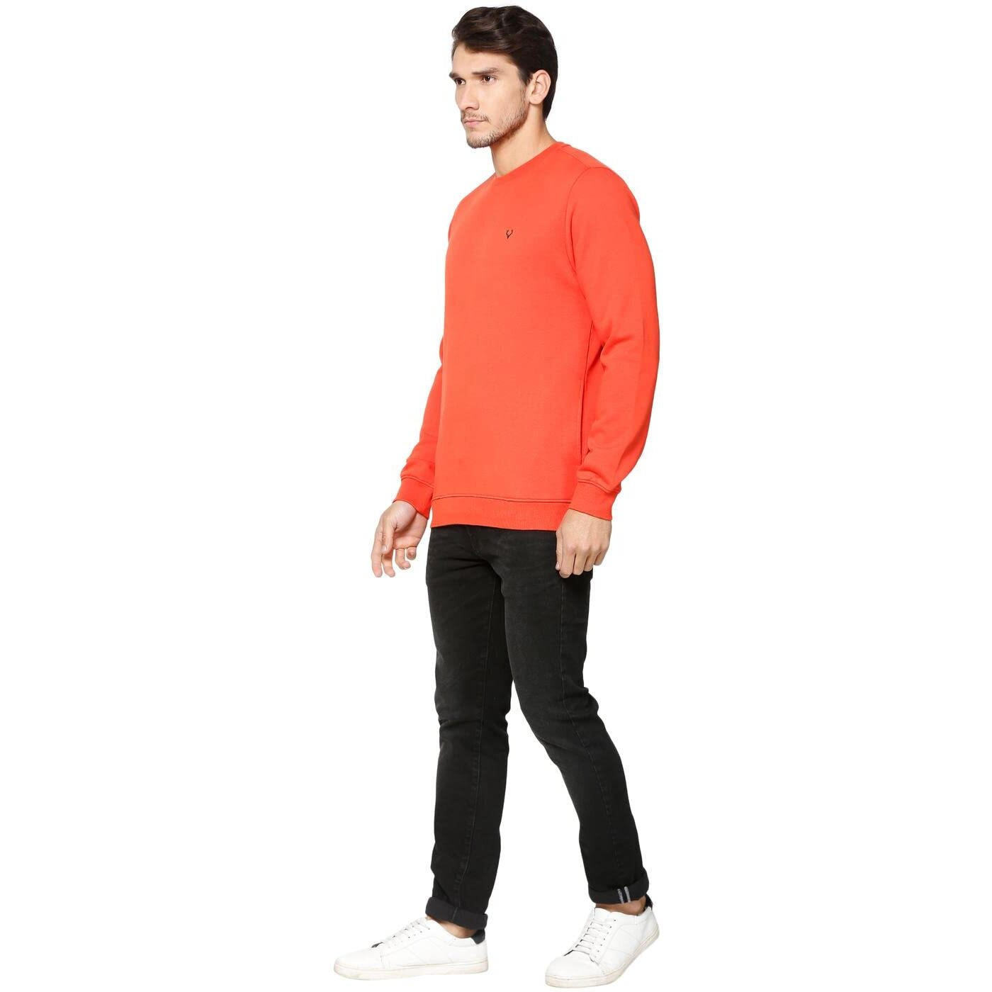 Allen Solly Men's Cotton Crew Neck Regular Sweatshirt (Asstorgpf16842L_Orange 17-1558 Tcx_Orange_L)