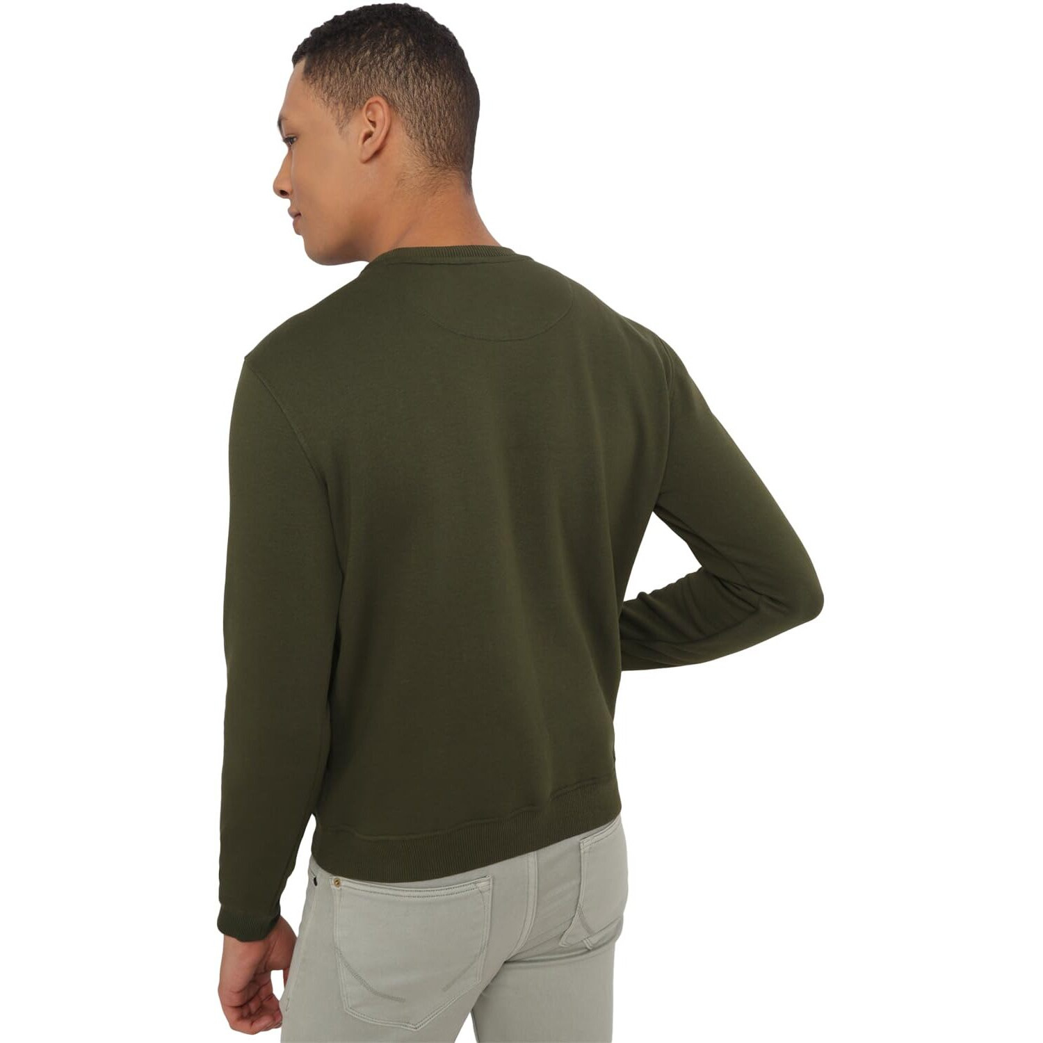 Allen Solly Men's Cotton Round Neck Regular Fit Sweatshirt (Asstorgpk27847L_Olive 19-0414 Tcx_Olive_L)