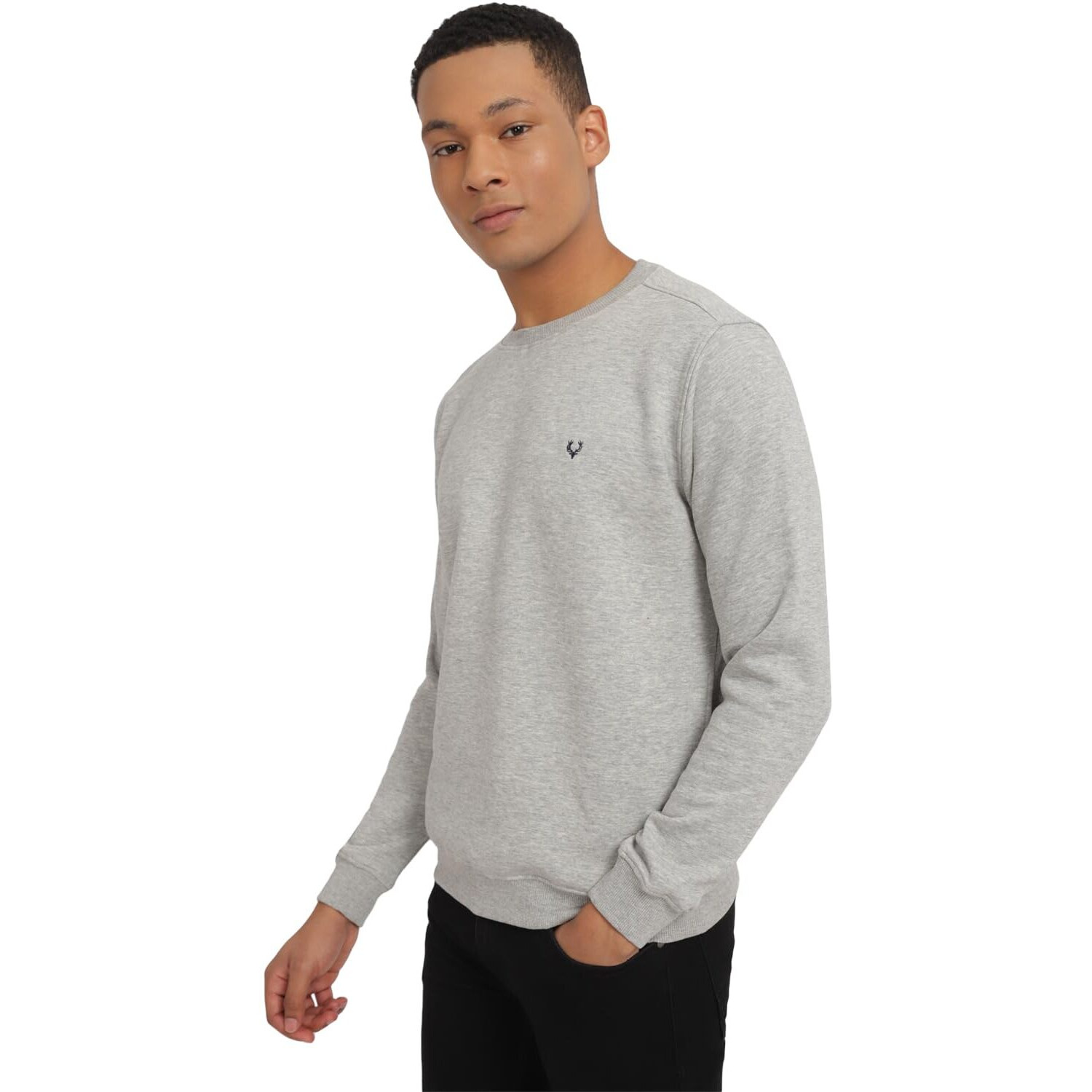 Allen Solly Men Casual Cotton Round Neck Regular Sweatshirt (Asstorgpn40121_Grey Melange_Xl)
