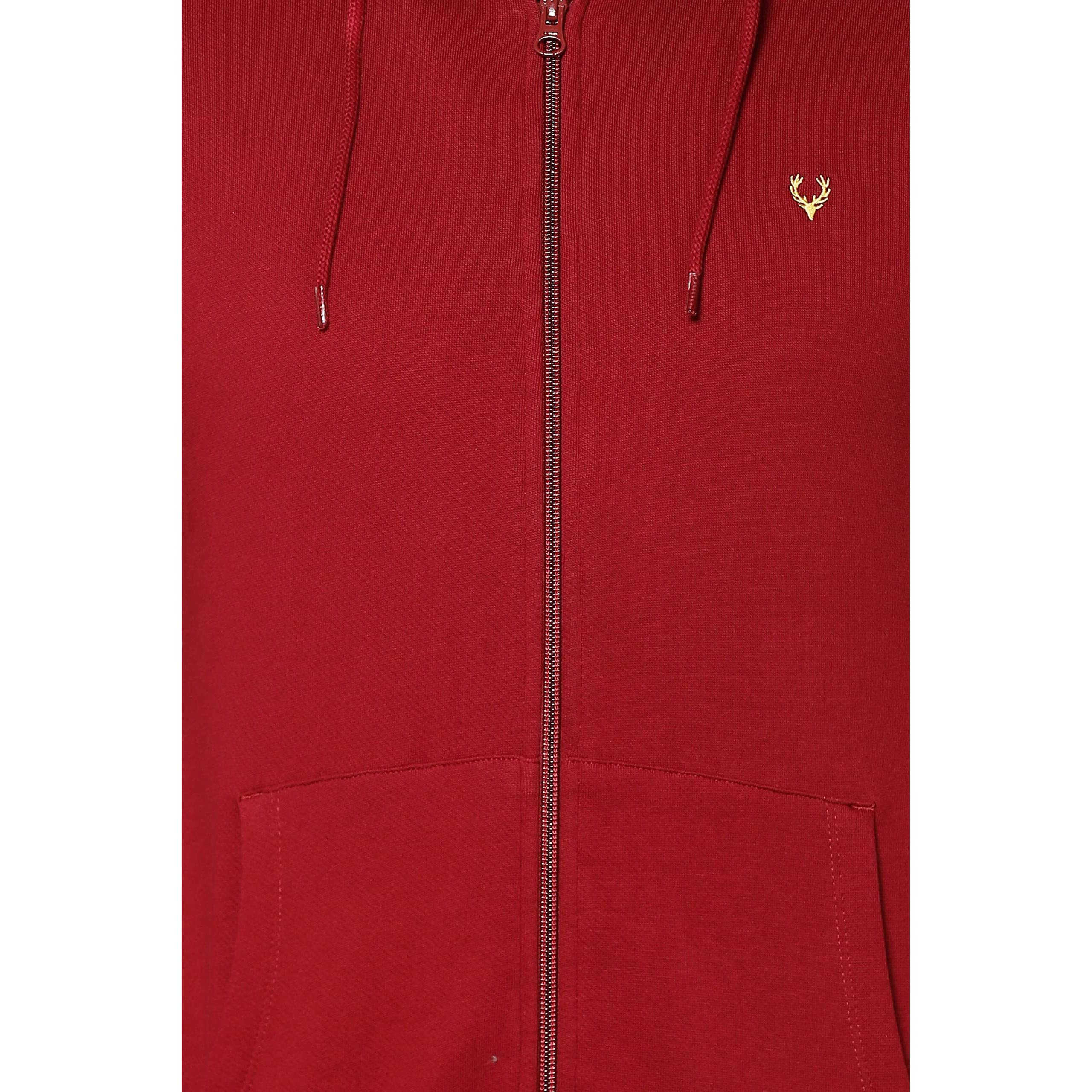 Allen Solly Men's Cotton Hooded Neck Sweatshirt (ASSTORGPU54830S_Maroon 19-1726 TCX_Maroon_S)
