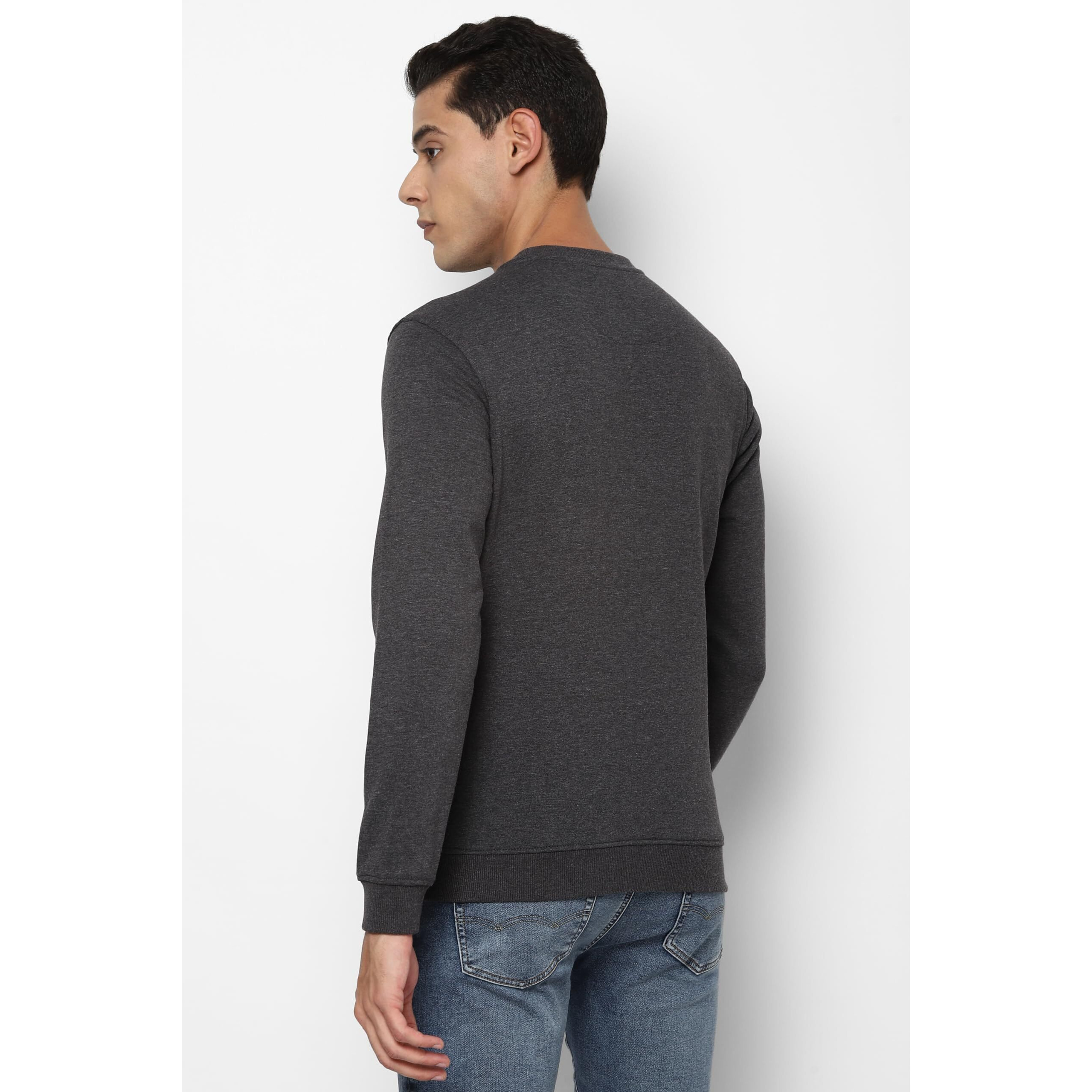 Allen Solly Men's Cotton Round Neck Sweatshirt (ASSTORGPW14019M_Anthra melange VMBK30_Grey_M)