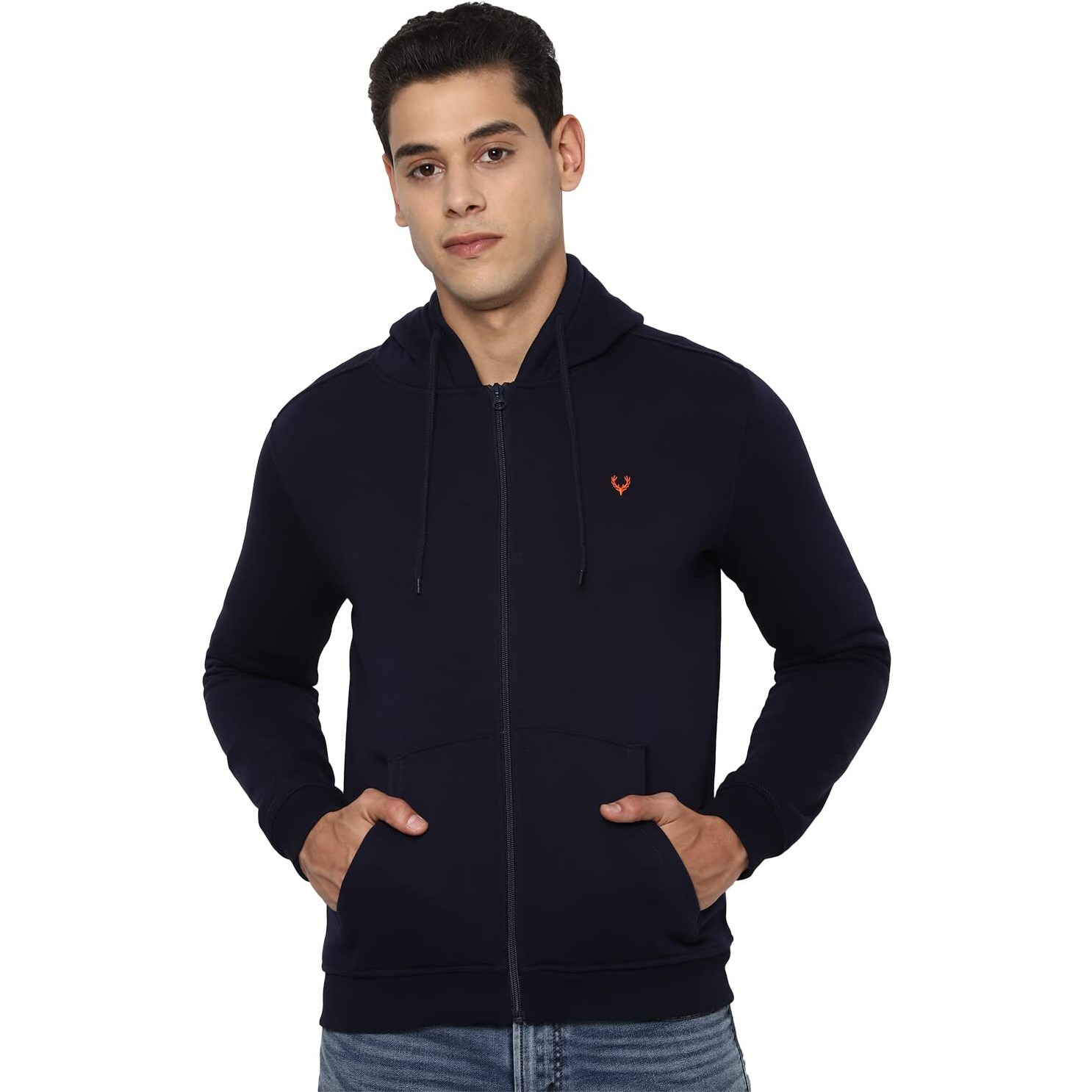 Allen Solly Men's Cotton Hooded Neck Regular Sweatshirt (Asstorgpx52409S_19-3810 TCX_Navy_Small)