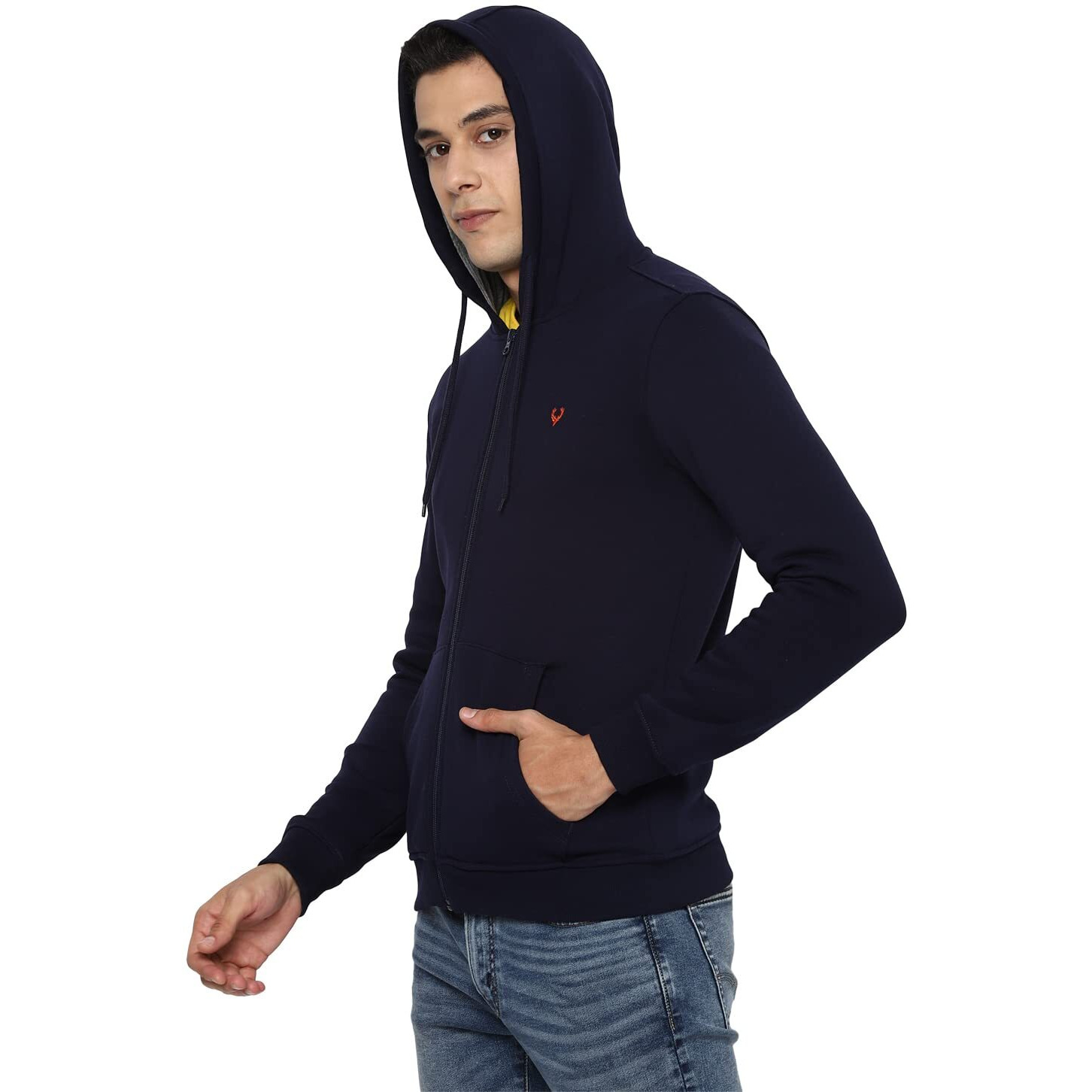 Allen Solly Men's Cotton Hooded Neck Regular Sweatshirt (Asstorgpx52409S_19-3810 TCX_Navy_Small)