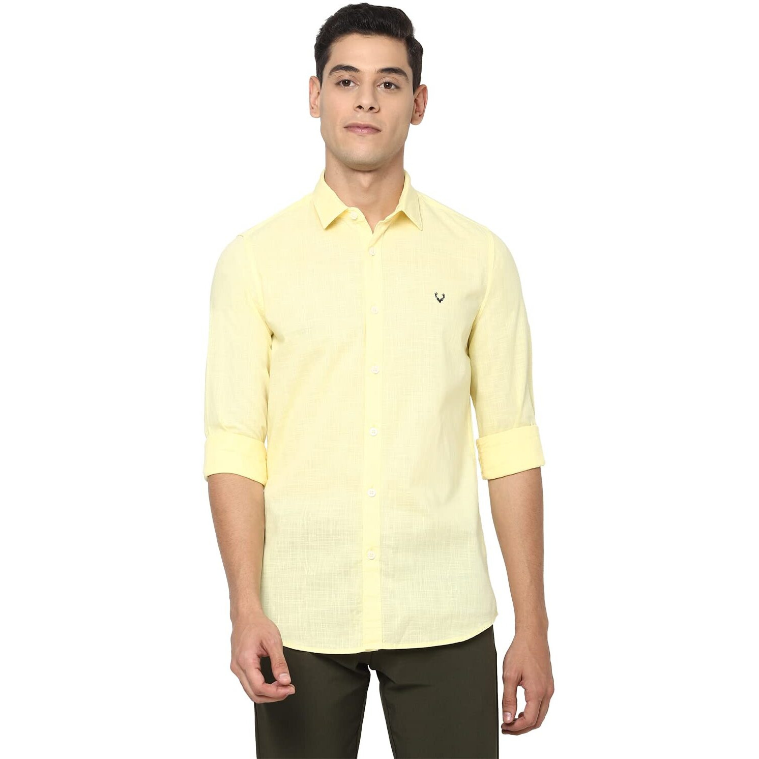 Allen Solly Men Solid Slim Fit Shirt(ASSFWMOF067723_Yellow_40)