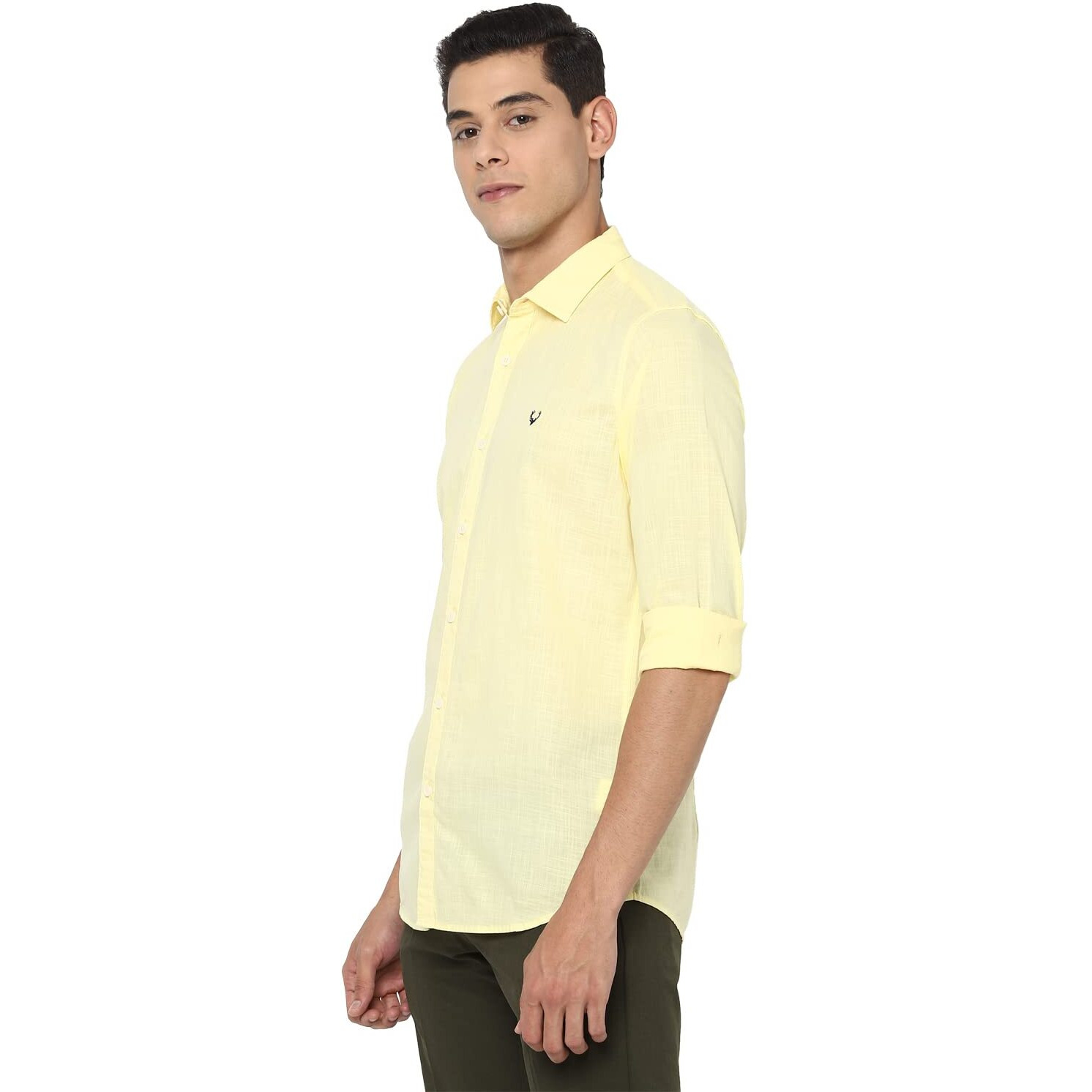 Allen Solly Men Solid Slim Fit Shirt(ASSFWMOF067723_Yellow_40)
