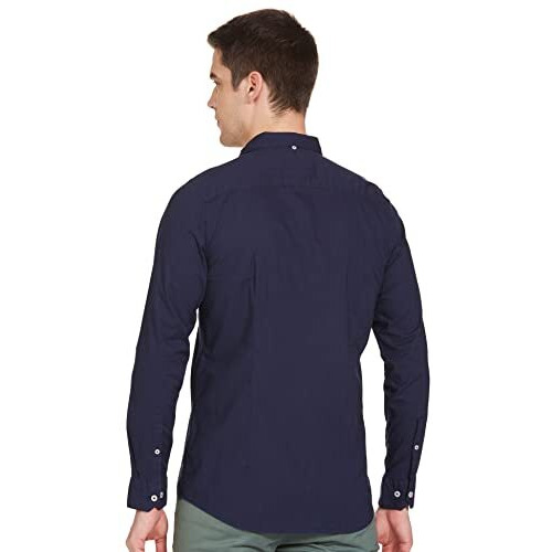 Allen Solly Men's Solid Slim Fit Shirt (ASSFWMOFP83286_Navy 40)