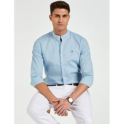Allen Solly Men Slim Fit Shirt (ASSFWMOFX67262_Sky Blue_42_Sky Blue_42)